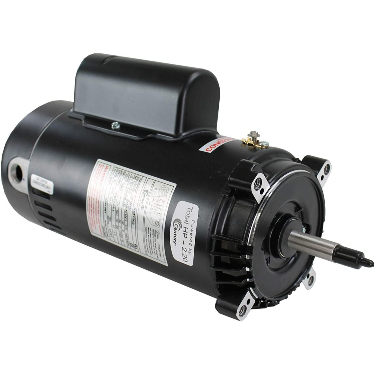 2 HP C Face Threaded Shaft Horizontal Pool Pump Motor, 1.1 SF ...