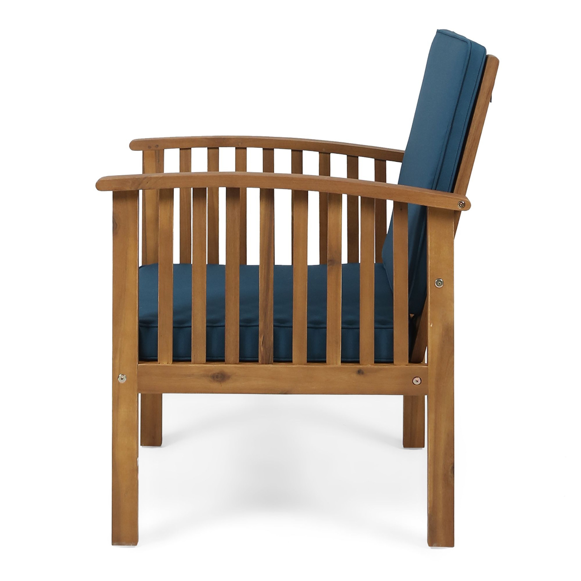 Set of 2 Brown & Teal Blue Contemporary Outdoor Club Chairs 33.5