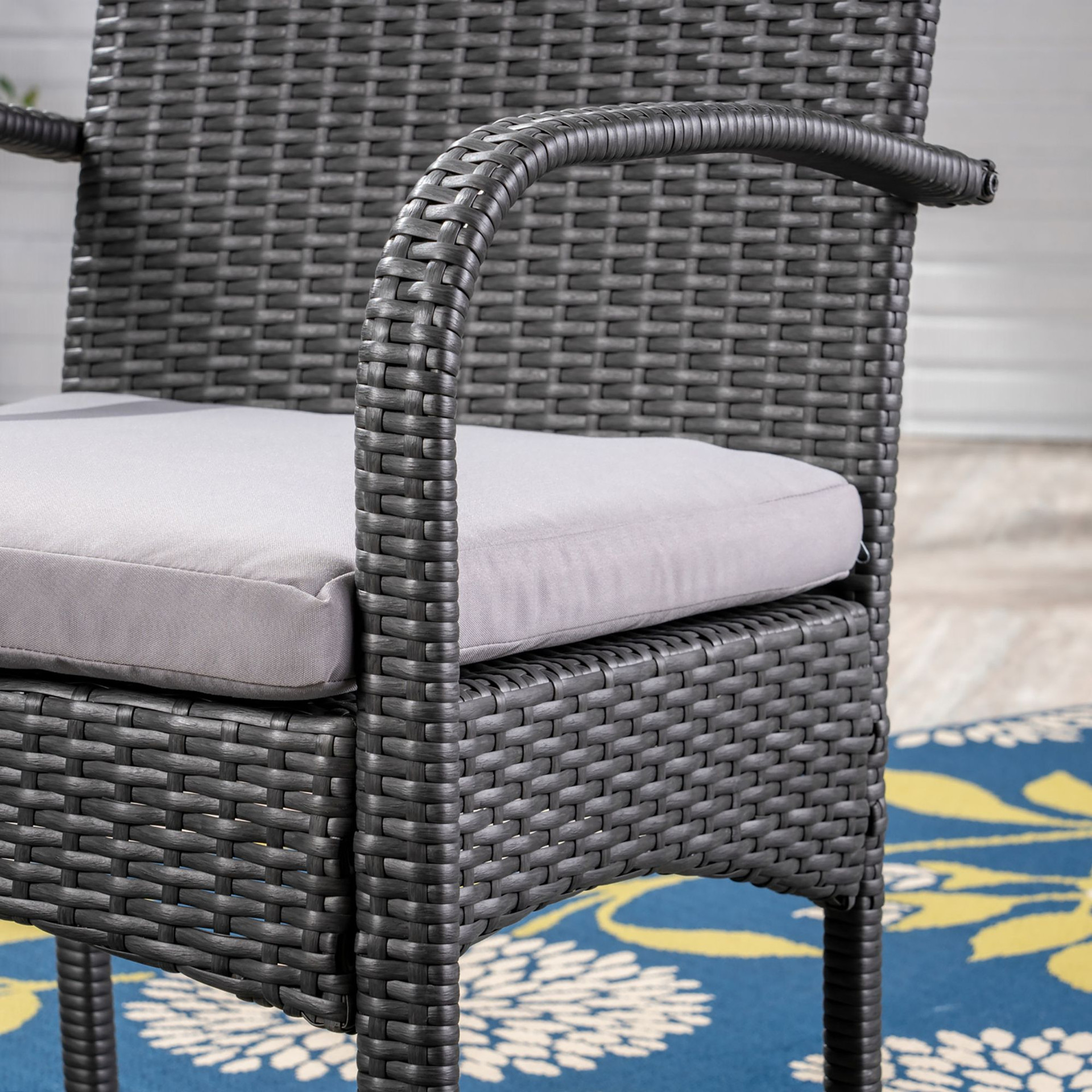 5-Piece Gray Wicker Finish Outdoor Furniture Patio Dining Set with ...