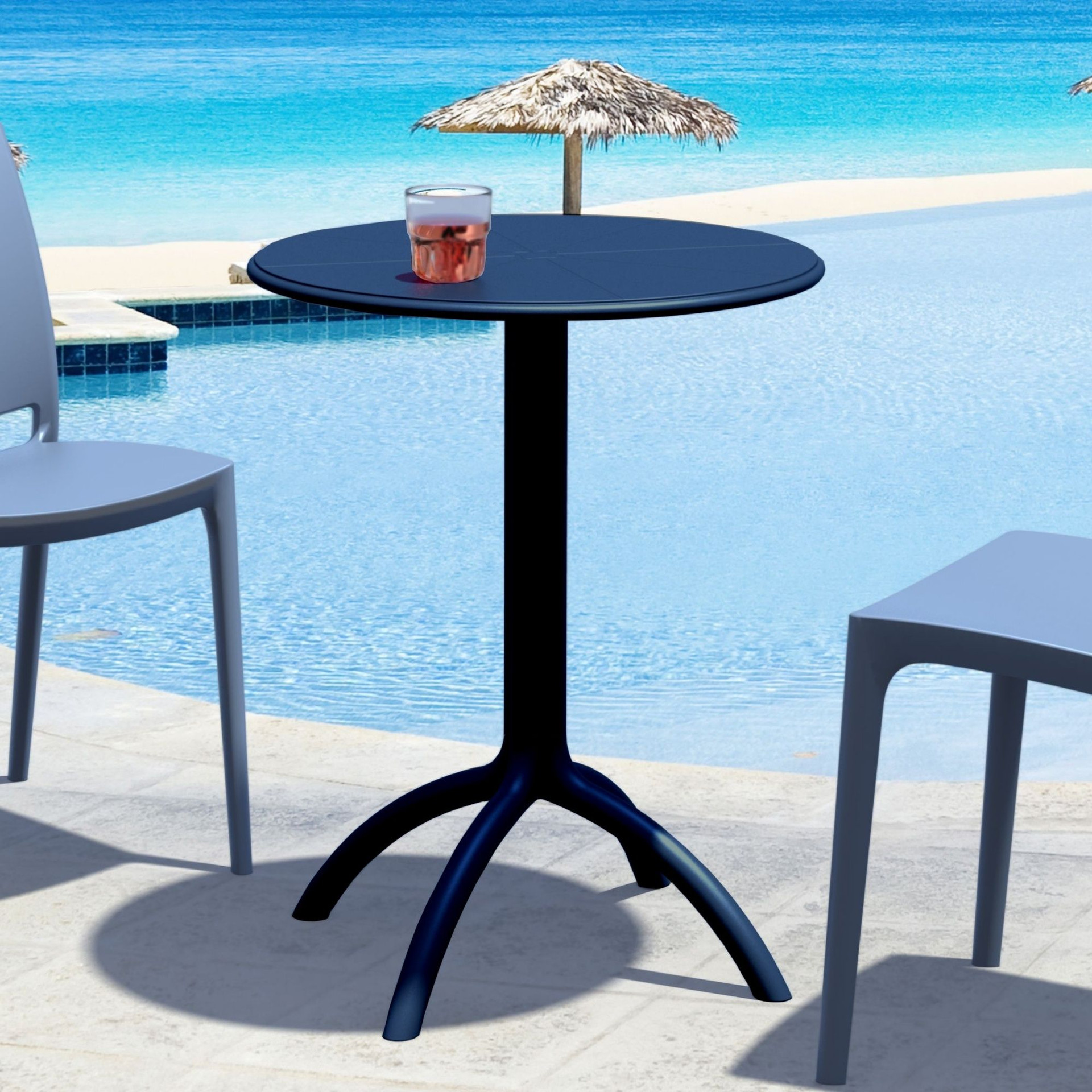 29" Black Durable Round Outdoor Patio Dining Table | Christmas Central