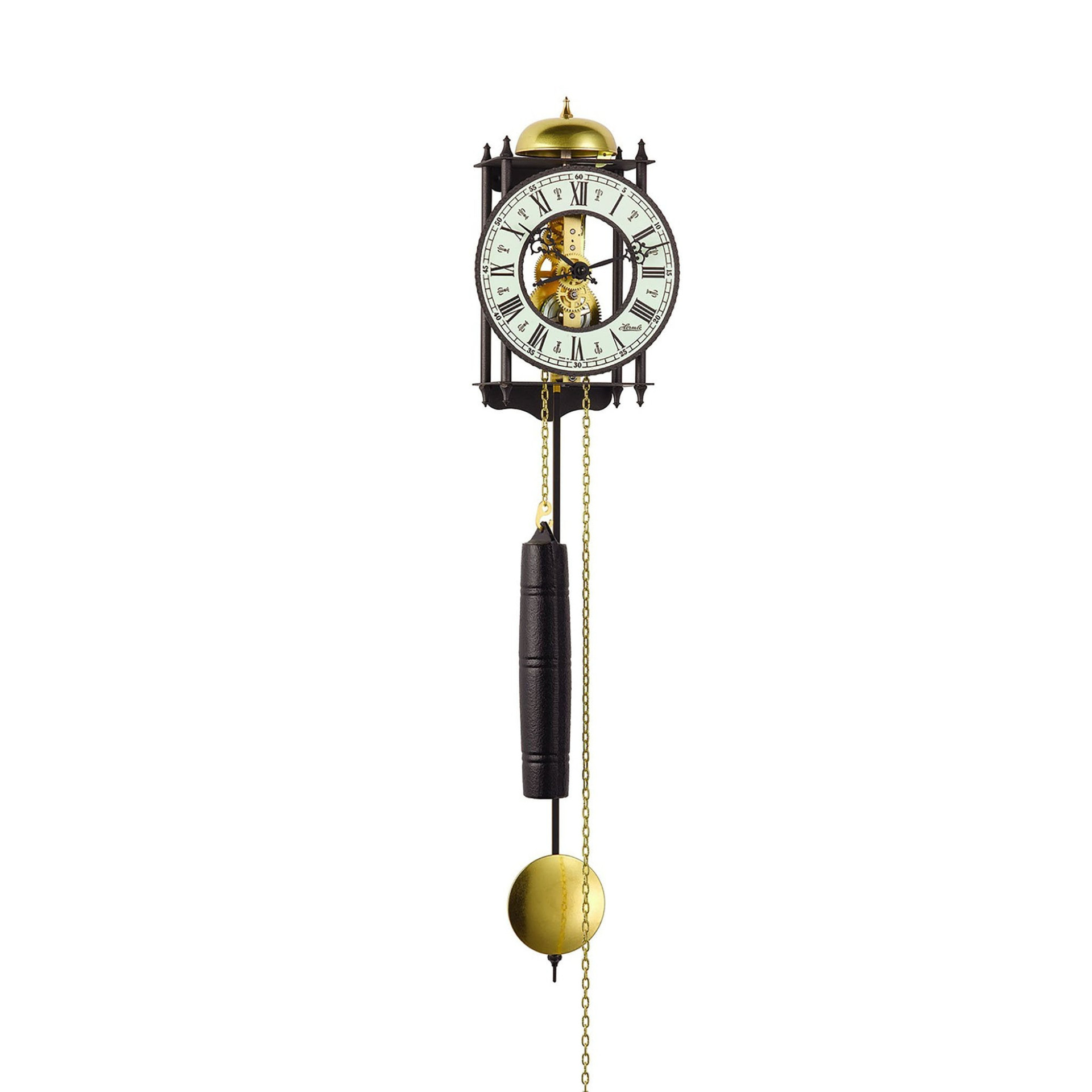 25" Black & Gold Skeleton Pendulum Wall Clock Christmas Central