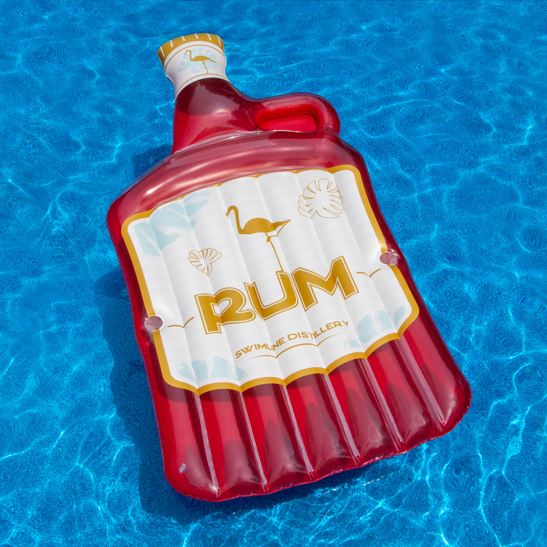 Inflatable Red Rum Bottle Island Lounger Swimming Pool Float, 105-Inch ...