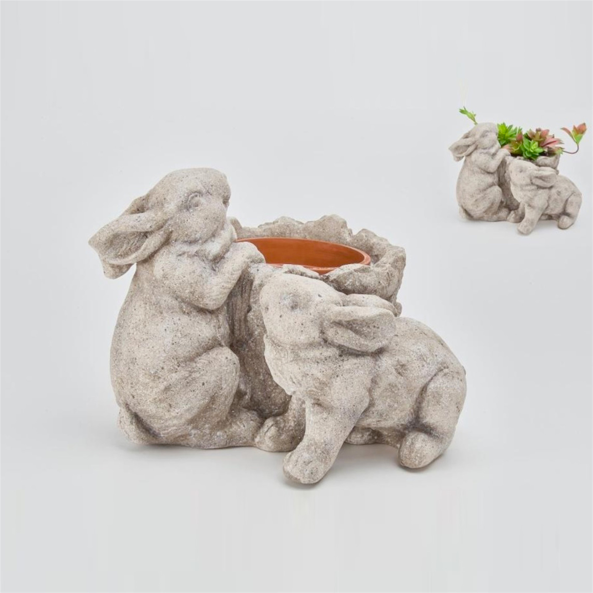 Rabbits Floral Outdoor Garden Planter - 14.5