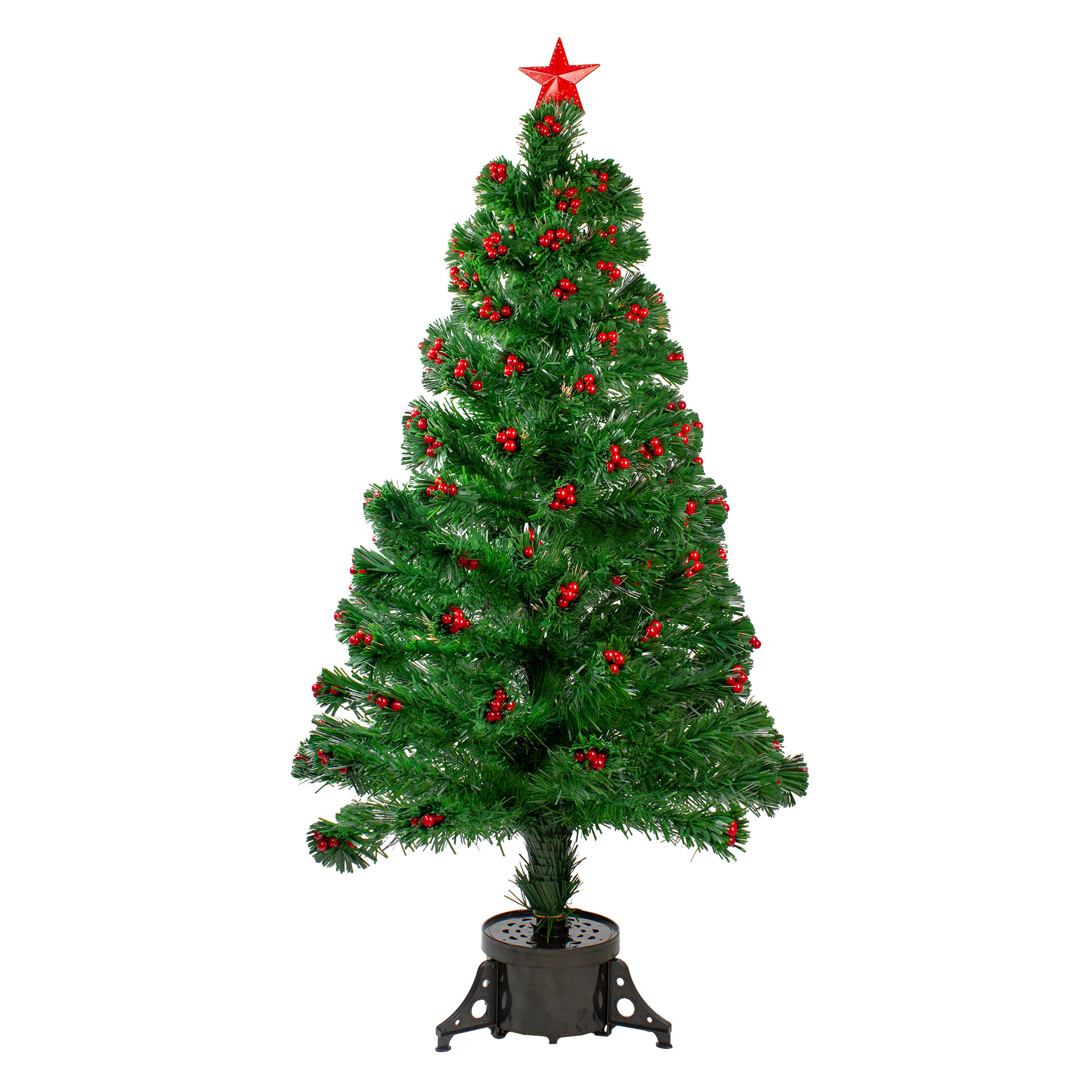 4' Pre-Lit Color Changing Artificial Christmas Tree with Red Berries ...