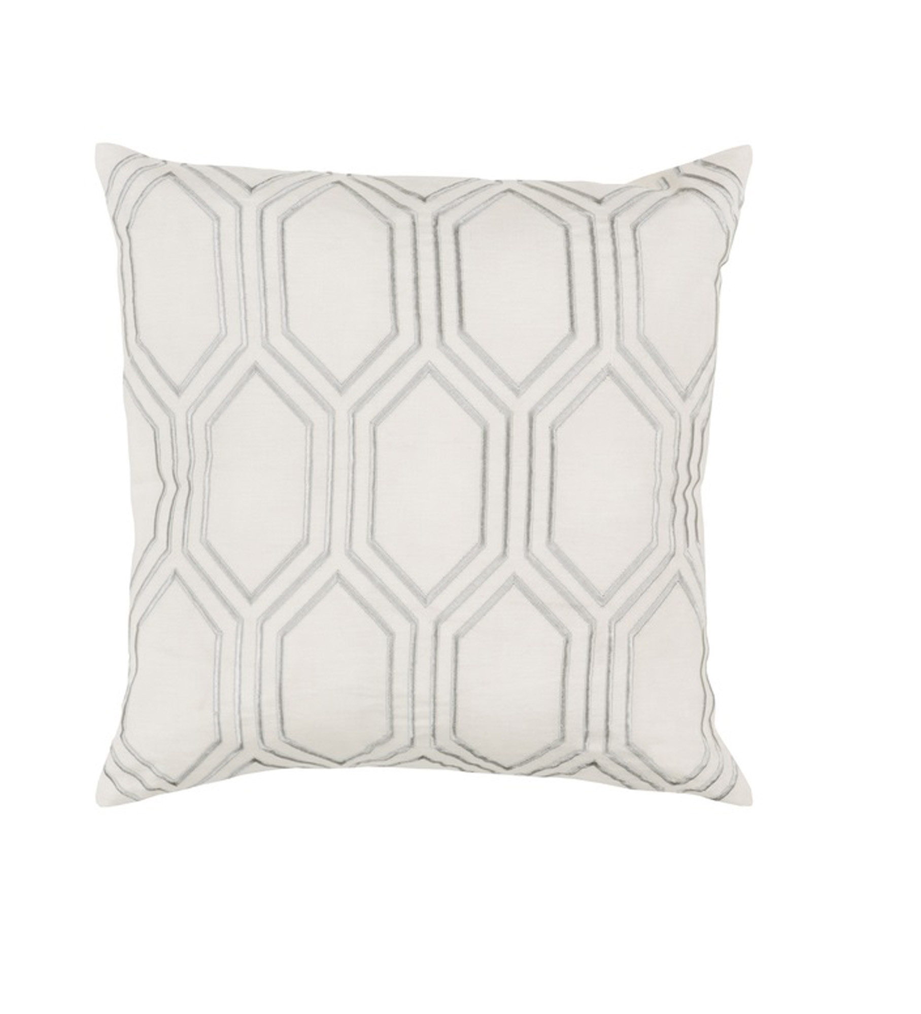 22" White & Gray Geometric Square Throw Pillow Down Filler