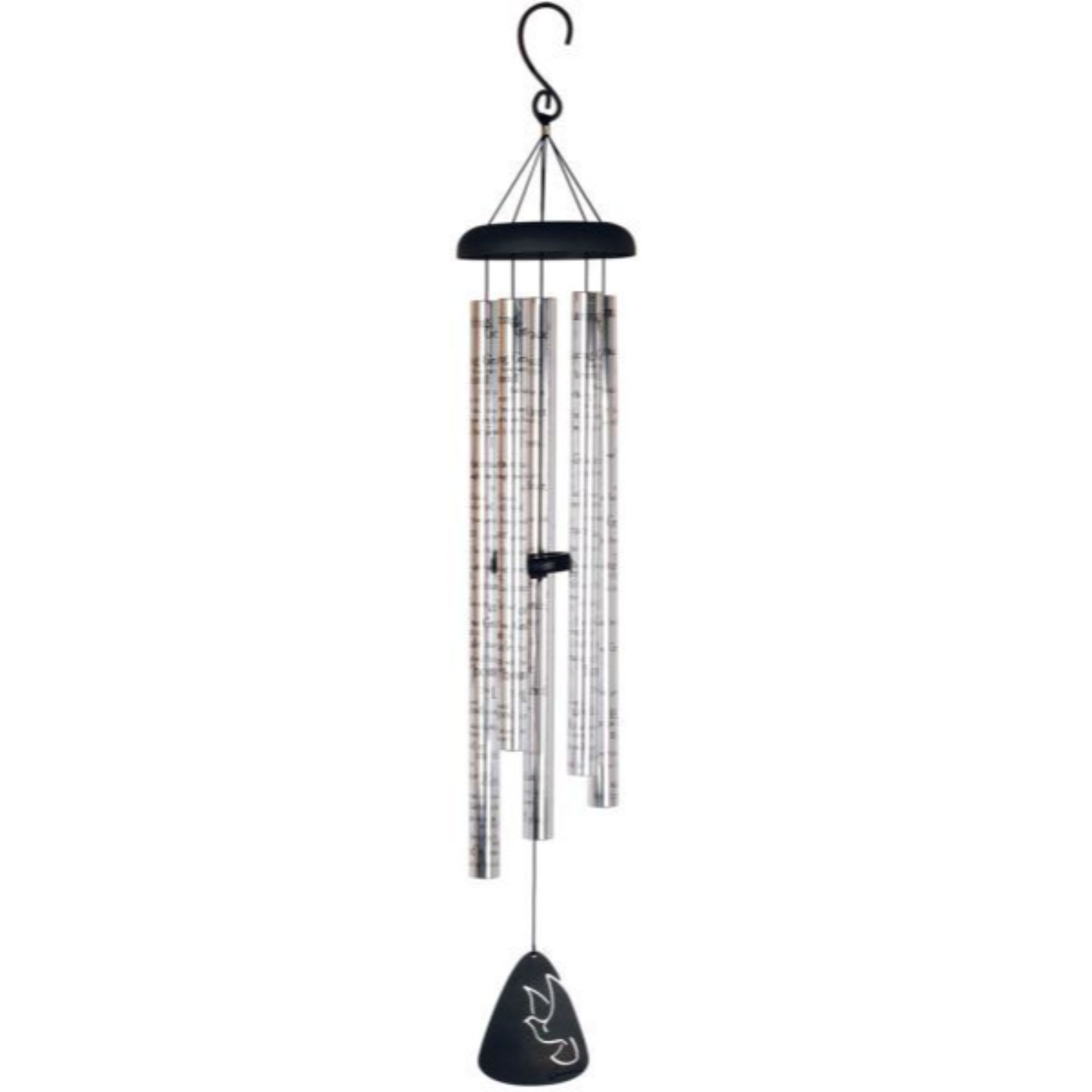 44" Silver Outdoor Patio Garden Wind Chime with 'Amazing Grace' Lyric