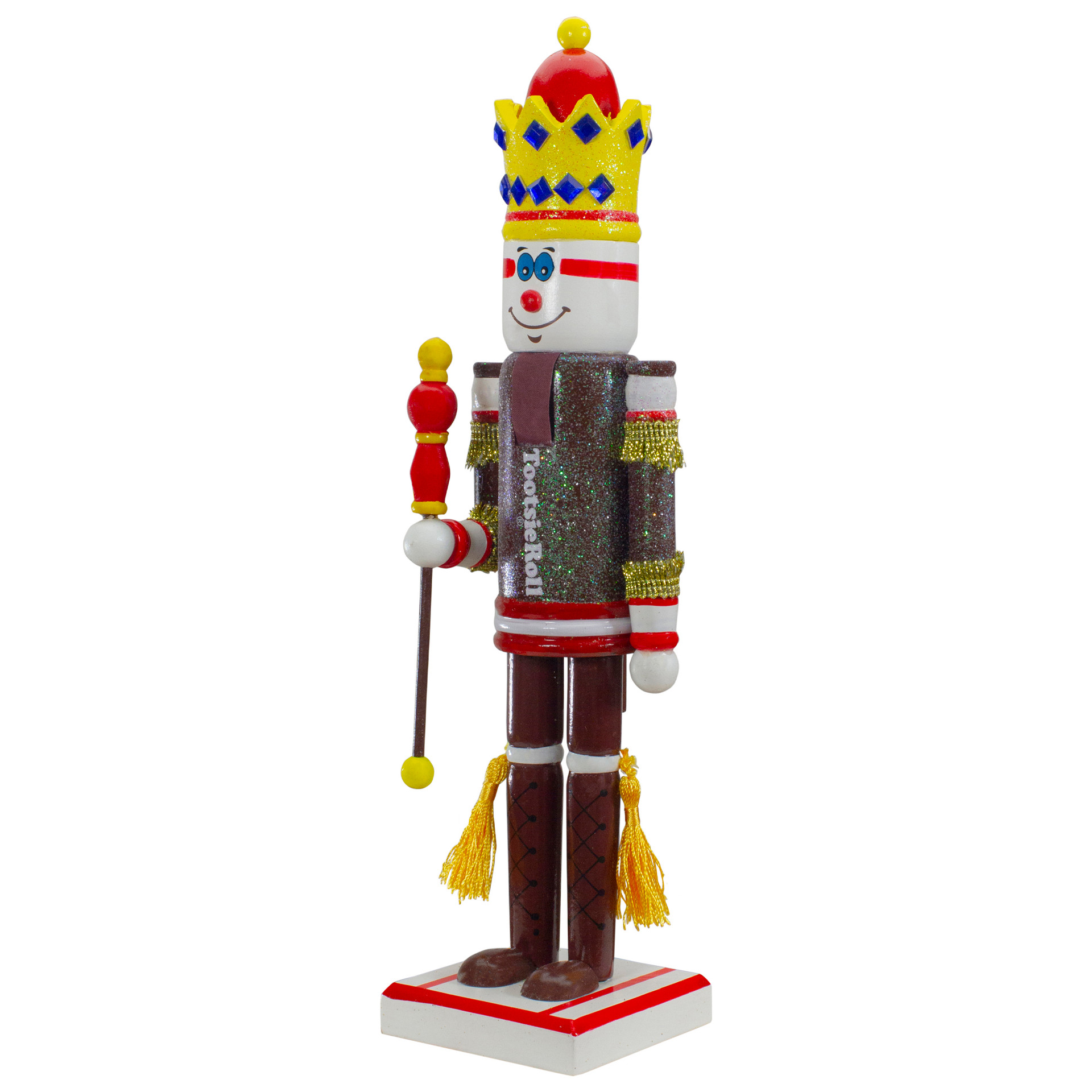 14" Tootsie Roll Wooden Christmas Nutcracker Figure with Scepter Christmas Central