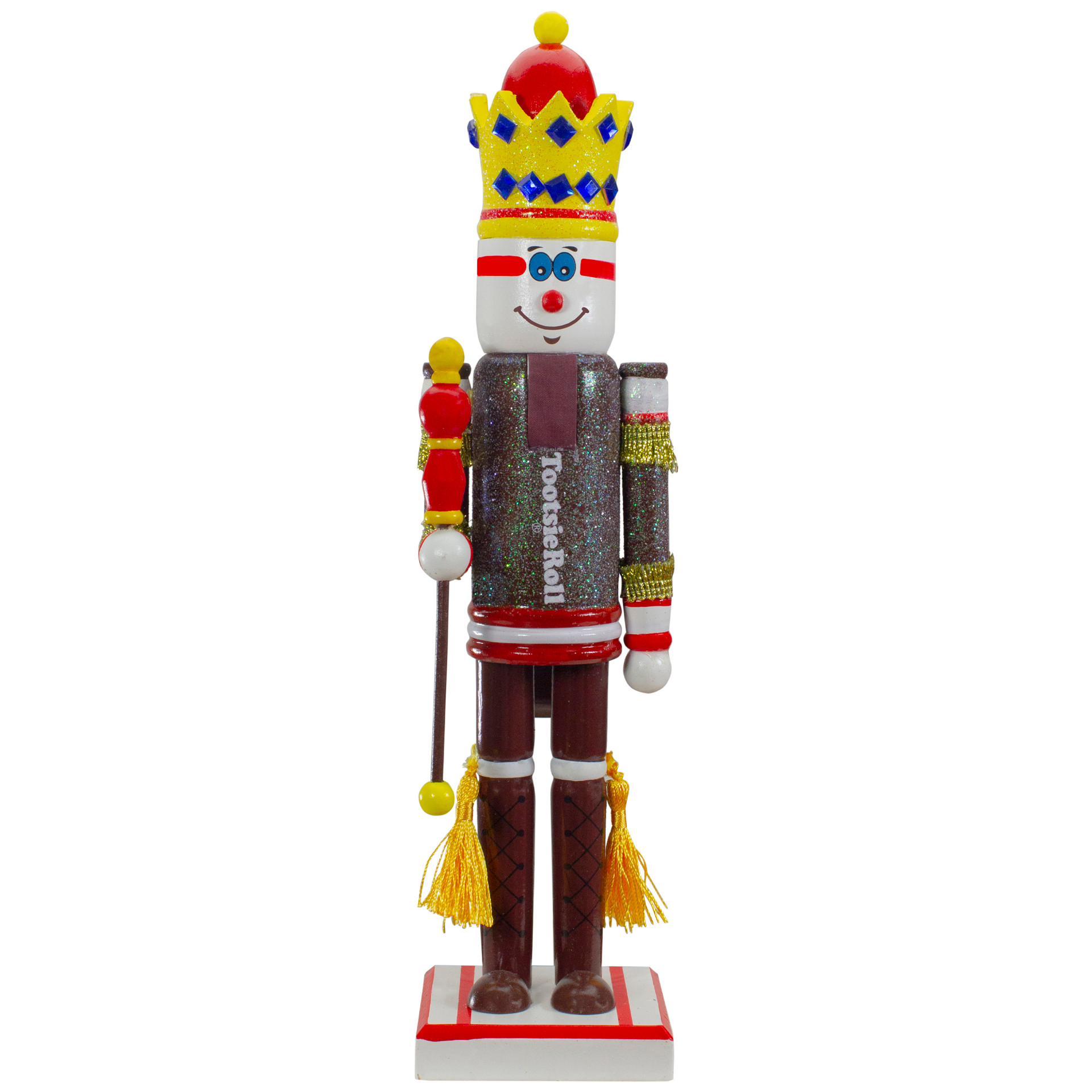 14" Tootsie Roll Wooden Christmas Nutcracker Figure with Scepter Christmas Central