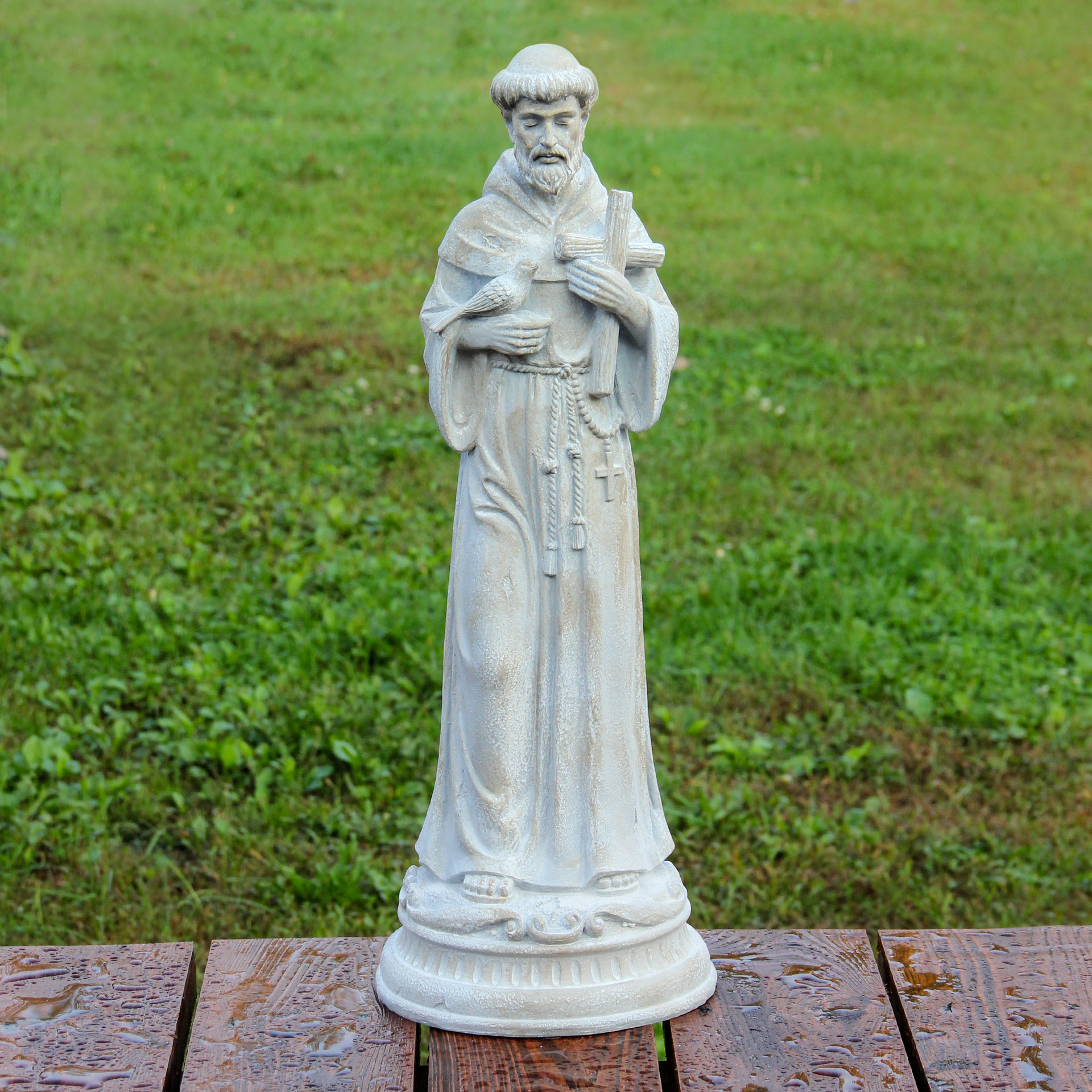 24" St. Francis of Assisi with Bird Religious Spring Outdoor Garden Statue Christmas Central