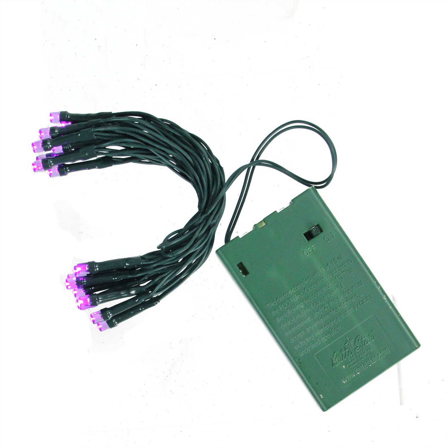 20 Purple LED Wide Angle Mini Christmas Lights 6.25 ft Green Wire