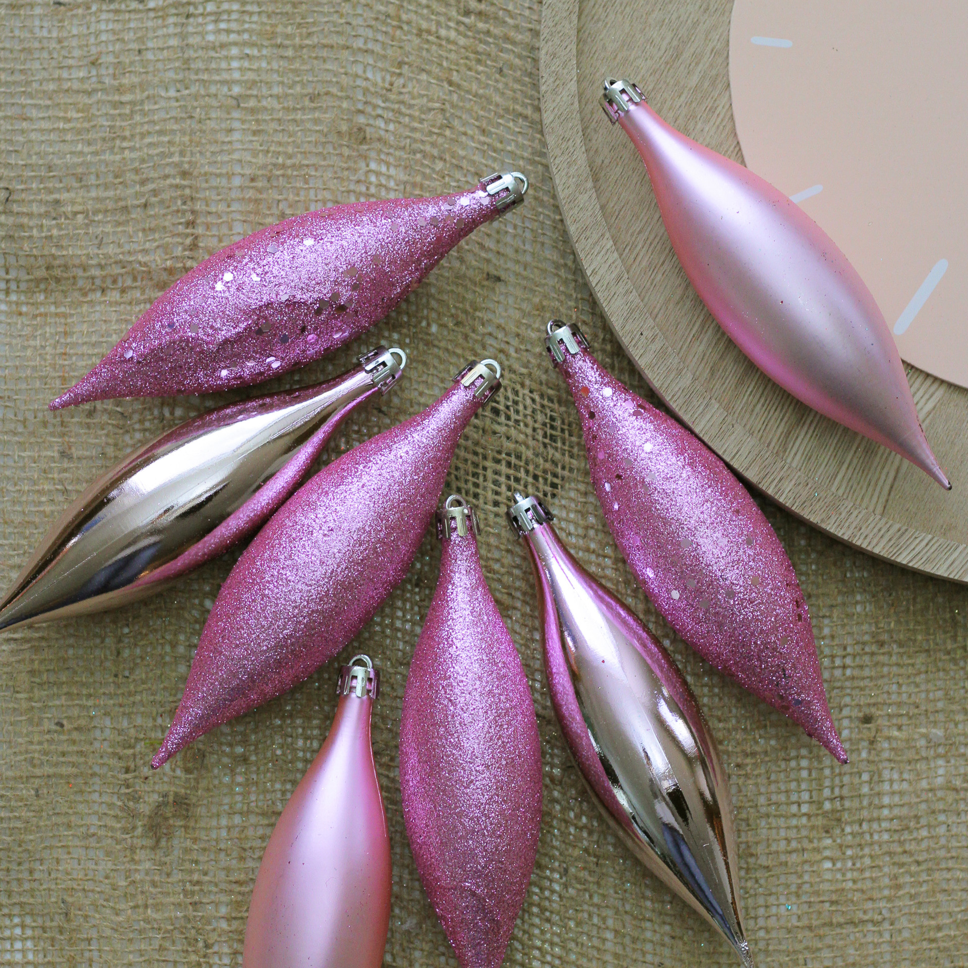 8ct Bubblegum Pink Shatterproof 4Finish Christmas Finial Drop