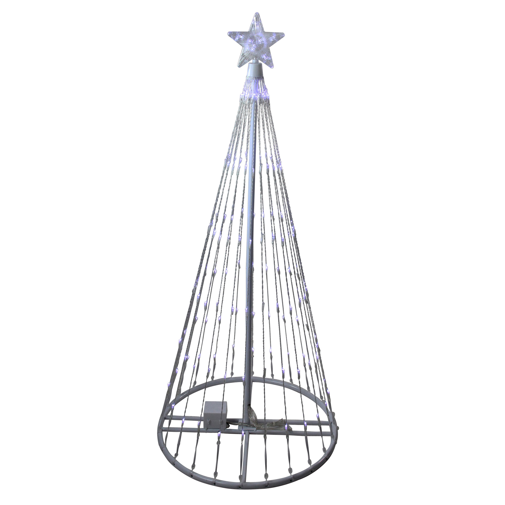 6' Pure White LED Light Show Cone Christmas Tree Lighted Yard Art