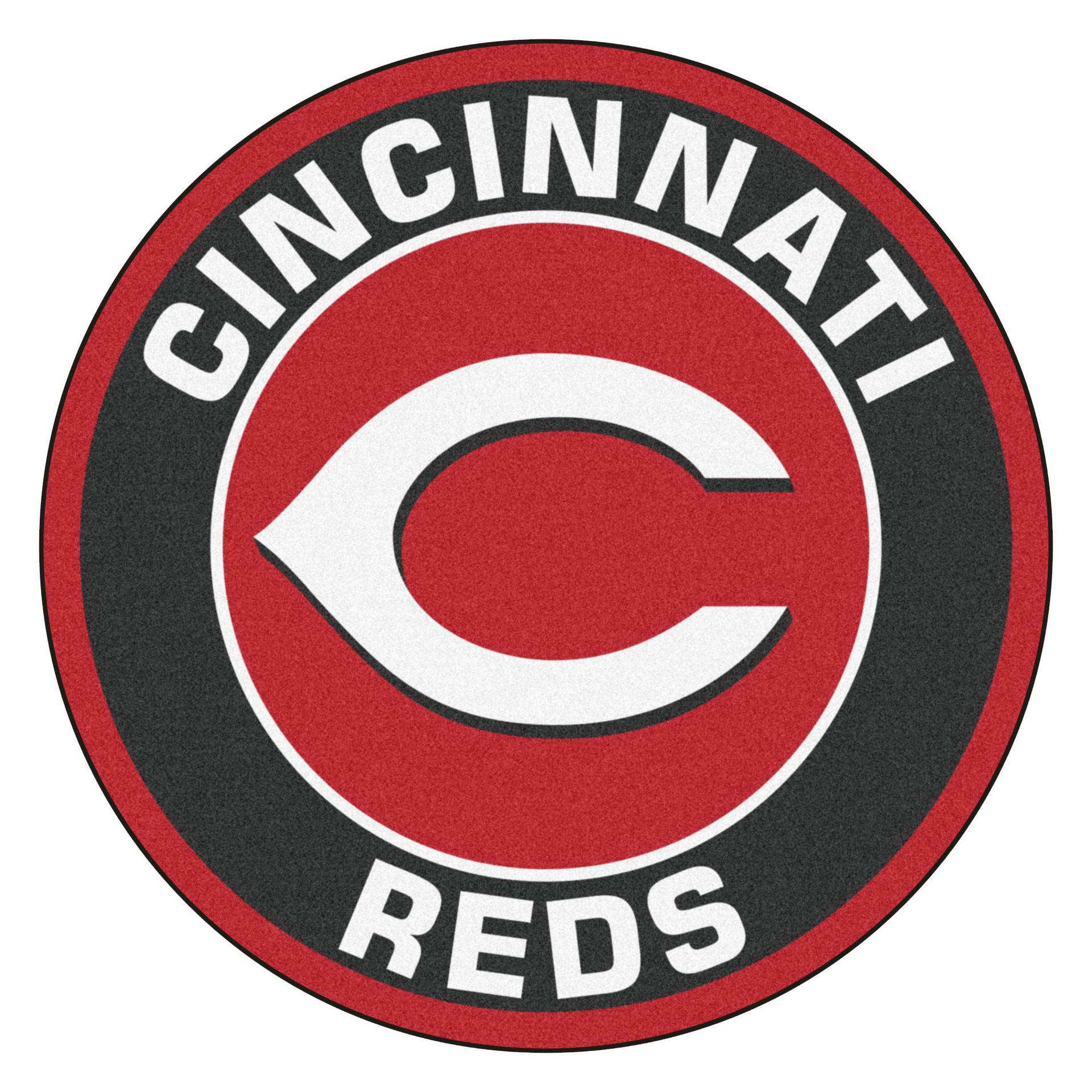 Black MLB Cincinnati Reds Round Door Mat 27" Christmas Central