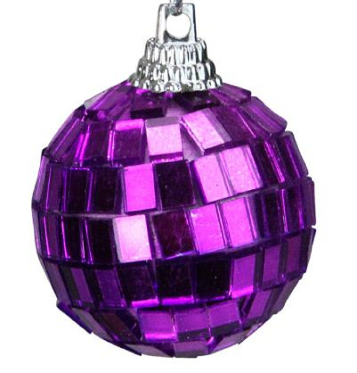 9ct Purple Glass Mirrored Disco Ball Christmas Ornaments 1.5" (40mm
