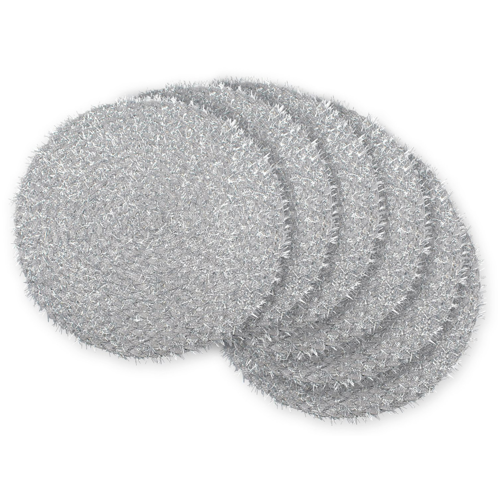Set of 6 Silver Round Braided Placemats 14.75" Christmas Central