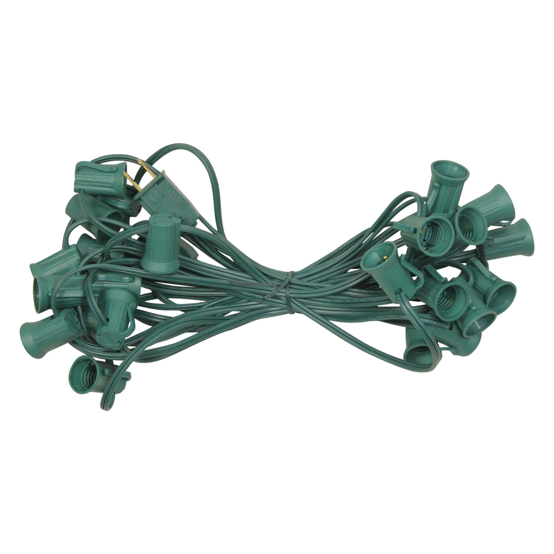 25' Green Commercial C9 Christmas Light Socket Set Christmas Central