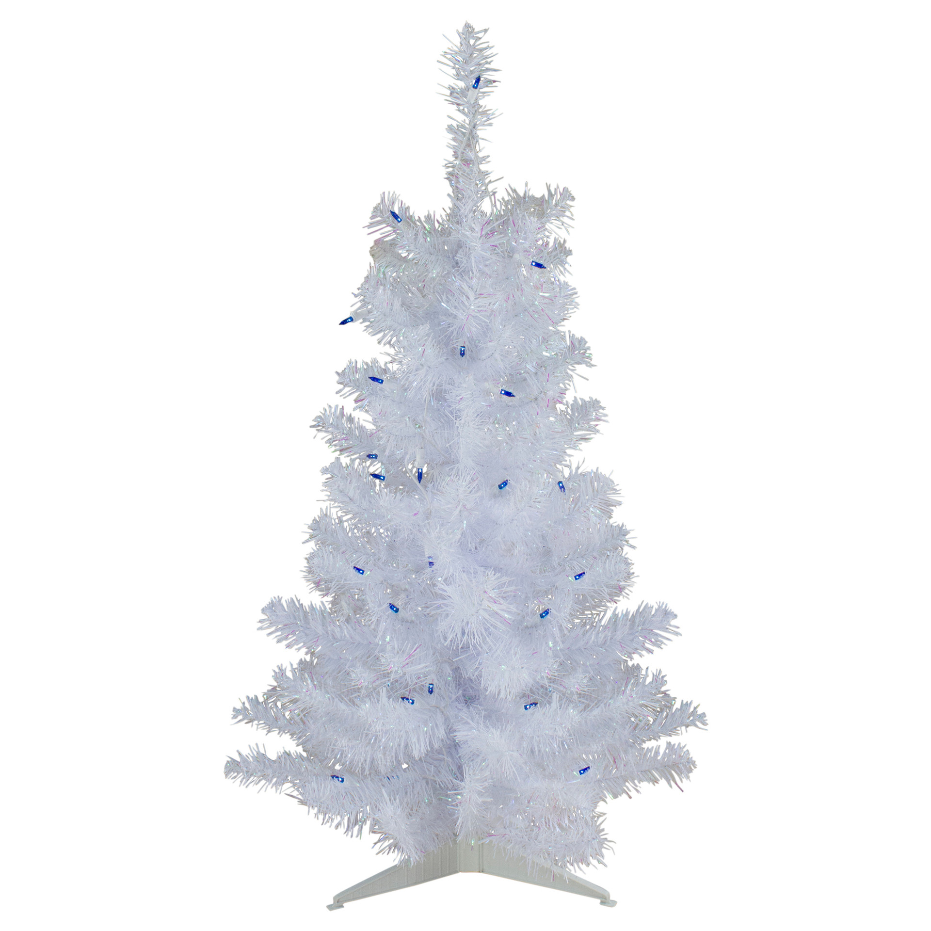 3' PreLit White Pine Slim Artificial Christmas Tree Blue Lights