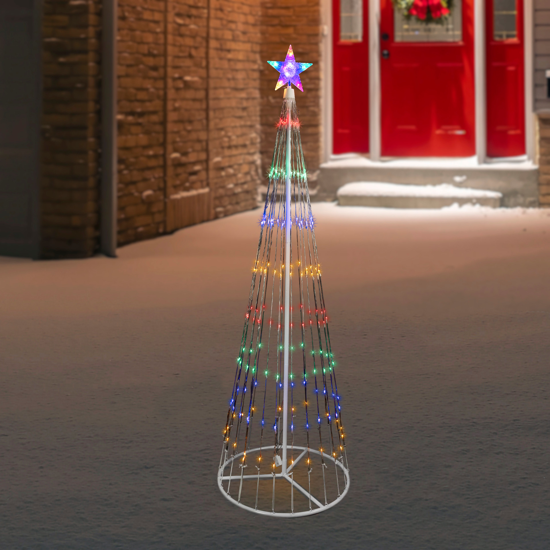 6' Multi-Color LED Lighted Show Cone Christmas Tree Outdoor Decoration ...