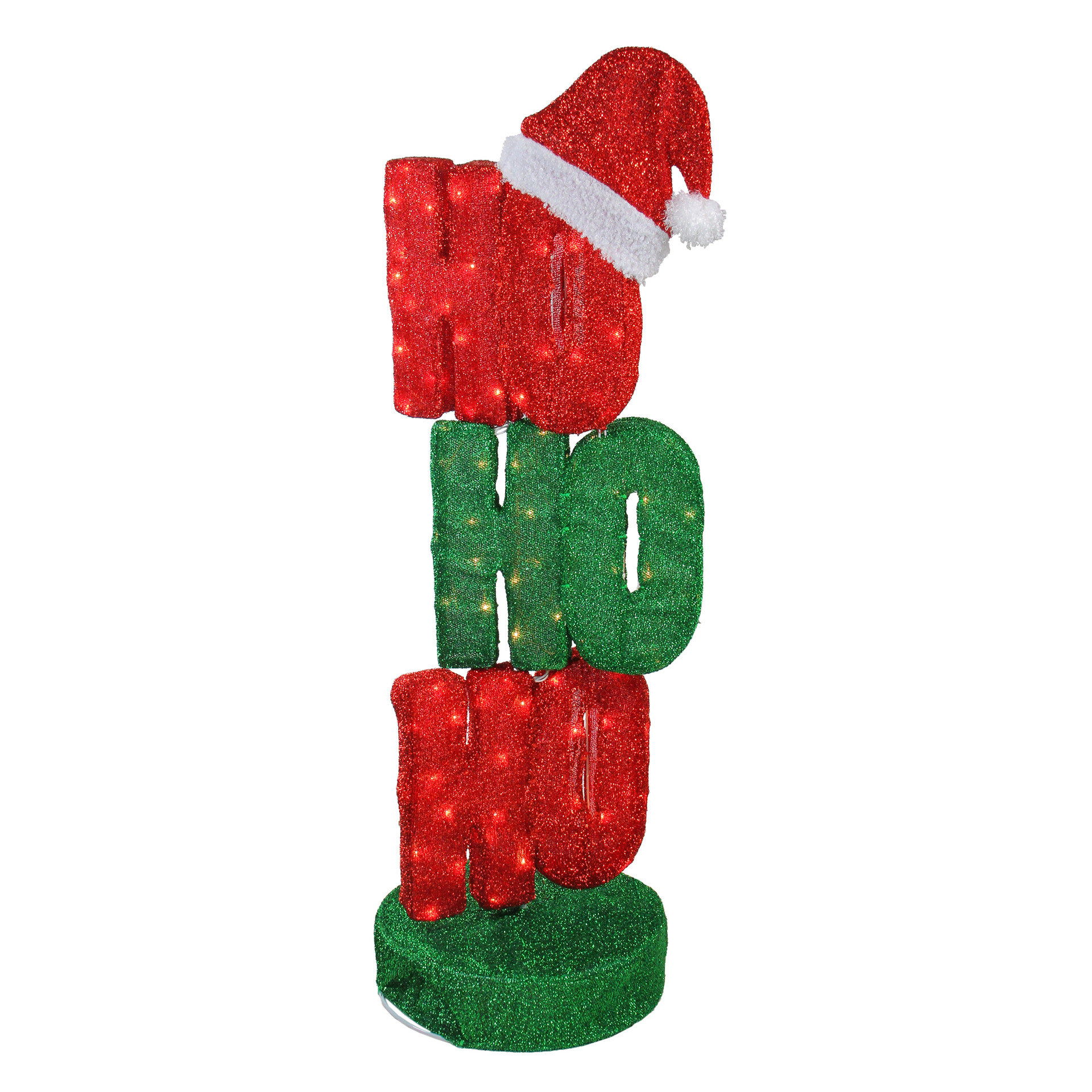 44" Oscillating Red & Green Lighted "Ho Ho Ho" Sign Christmas Outdoor