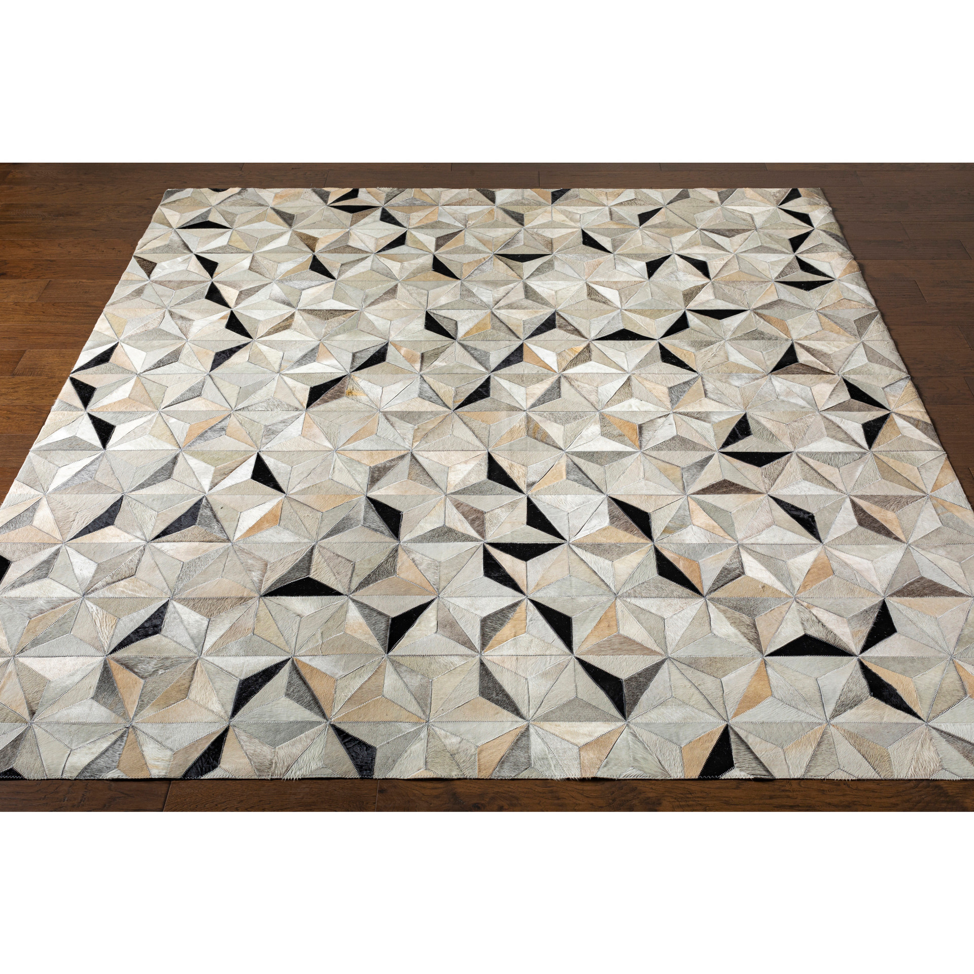6' x 9' Contemporary Style Gray & Black Rectangular Area Throw Rug