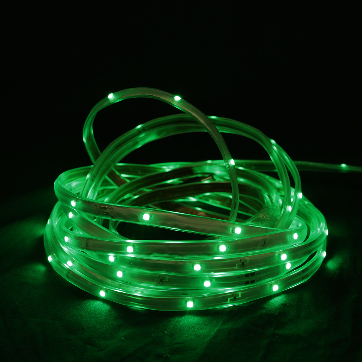 18' Green LED Outdoor Christmas Linear Tape Lighting White Finish