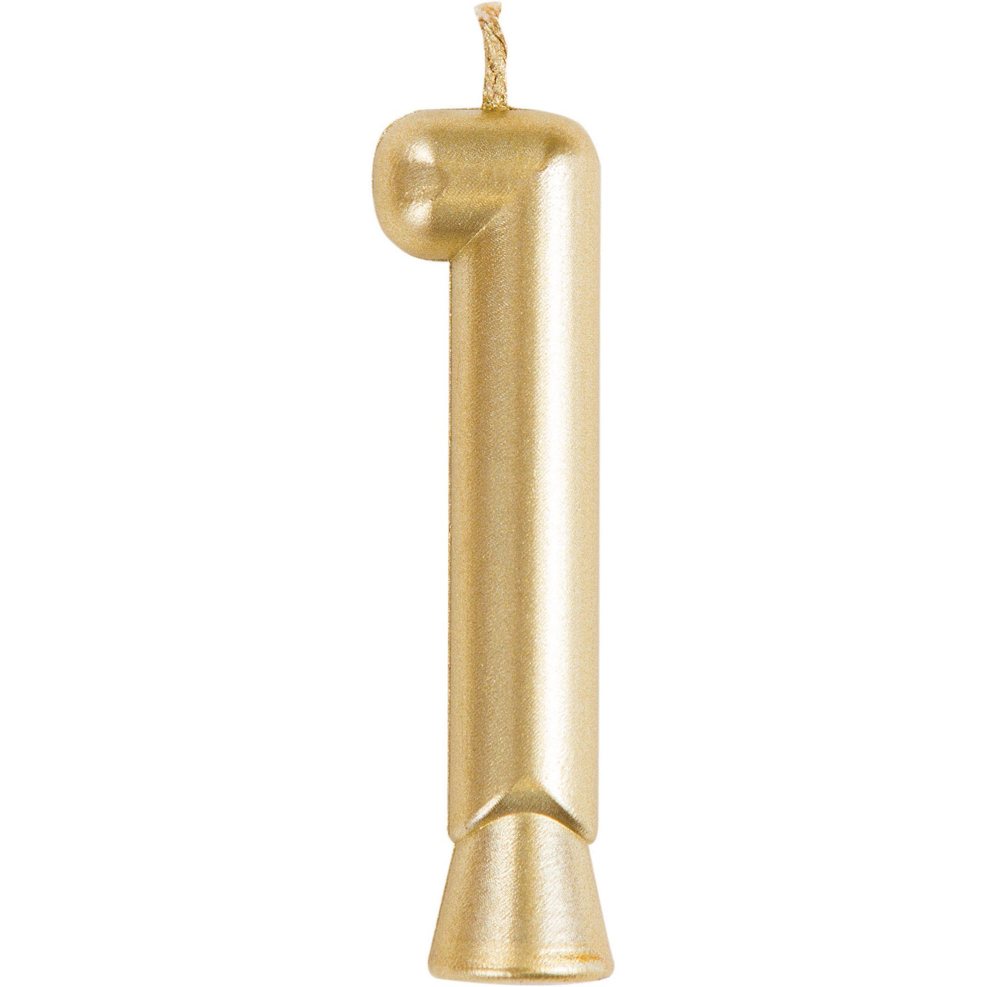 Club Pack of 12 Gold "1" Birthday Candles 2.75" | Christmas Central