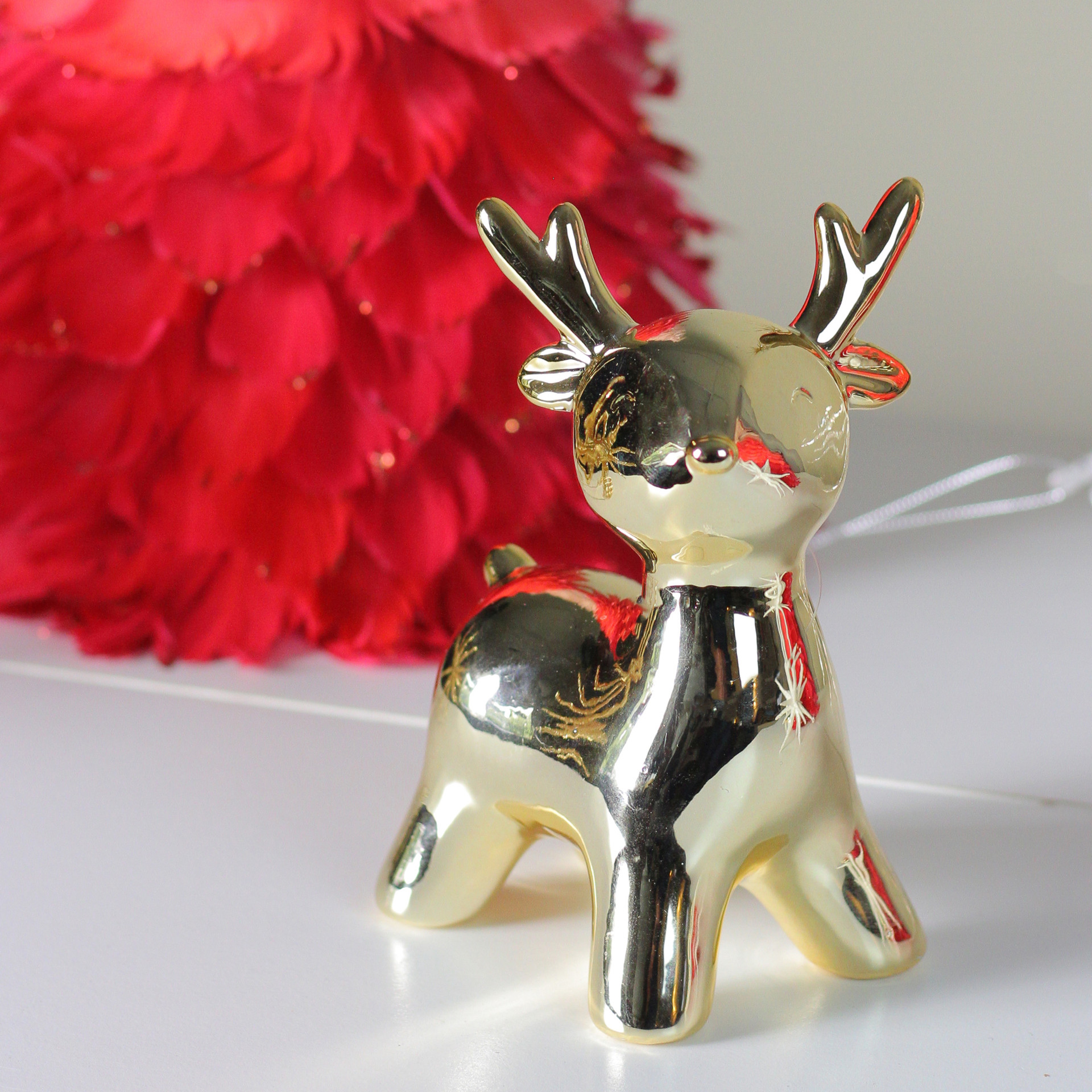 5.75" Small Gold Ceramic Christmas Deer Decoration Christmas Central