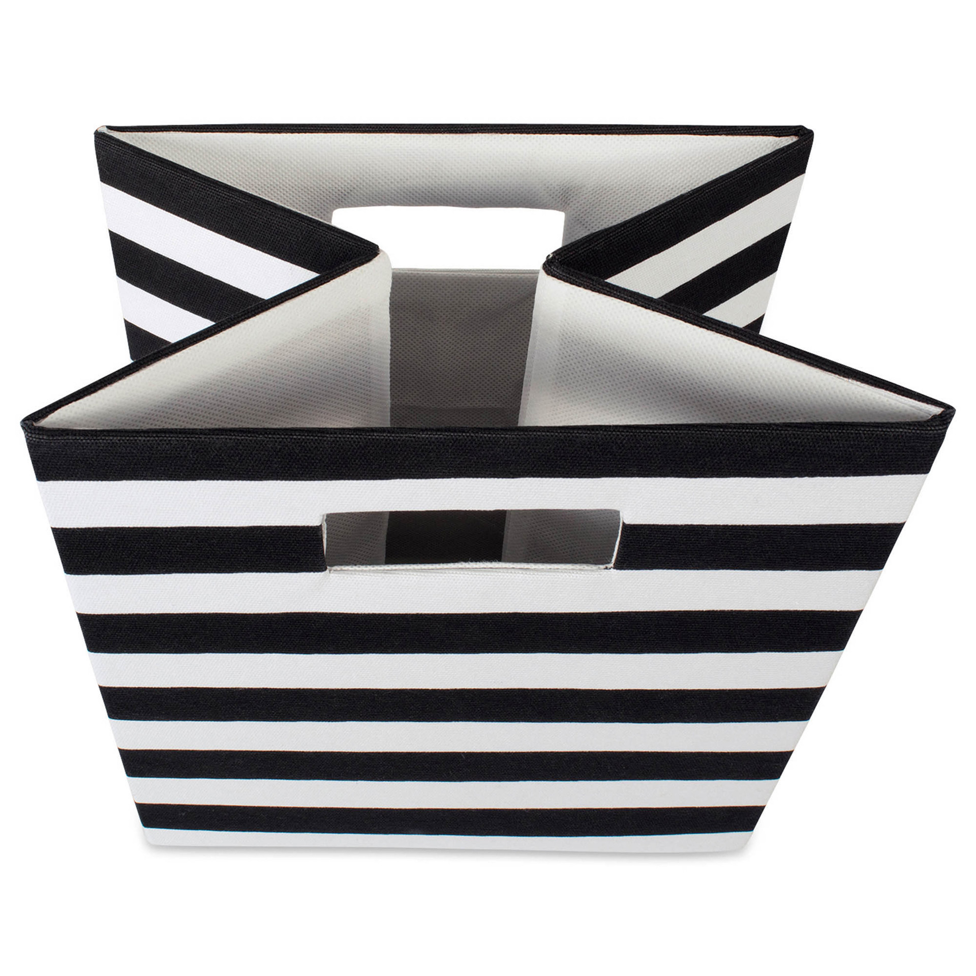 11" Black & White Stripe Patterned Square Storage Bin Christmas Central