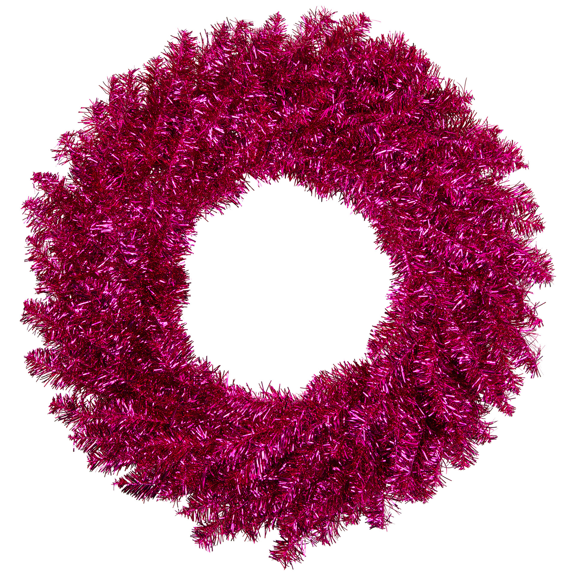Metallic Pink Tinsel Artificial Christmas Wreath, 24Inch, Unlit