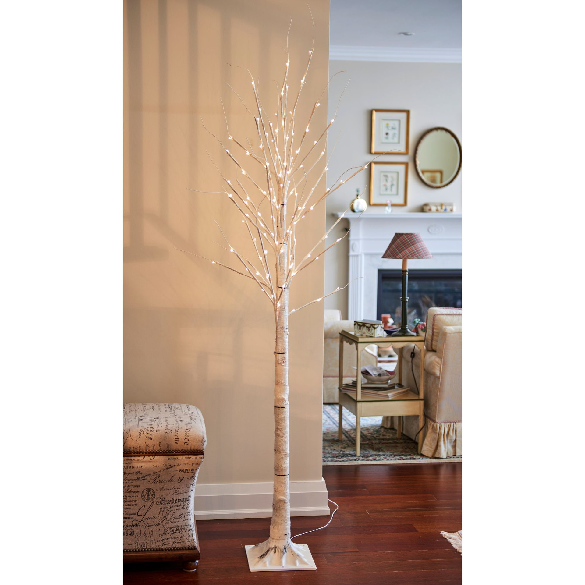 6.75' PreLit Pencil Birch Artificial Christmas Tree Warm White LED