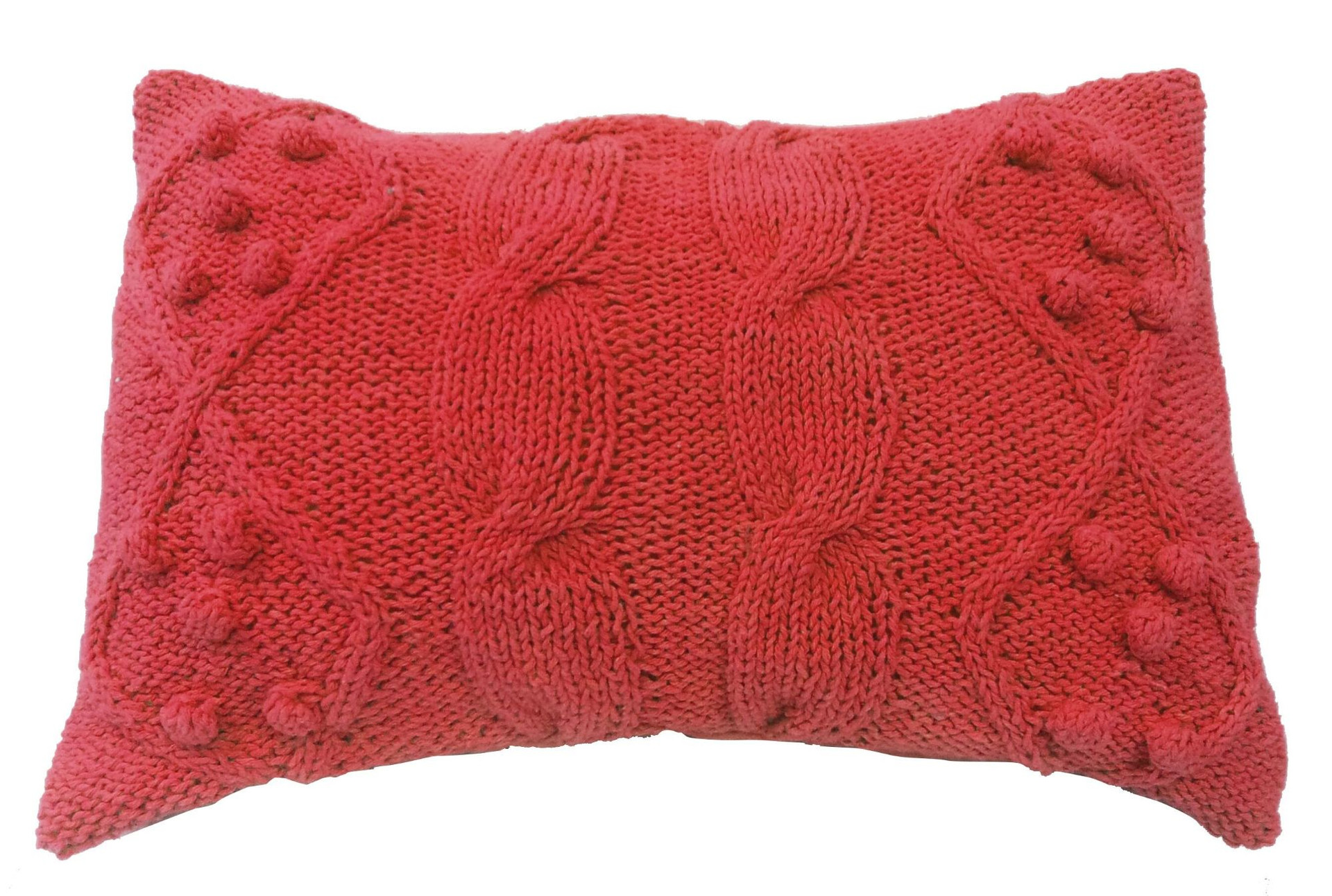 20" Red Classic Cable knit Rectangular Throw Pillow Christmas Central