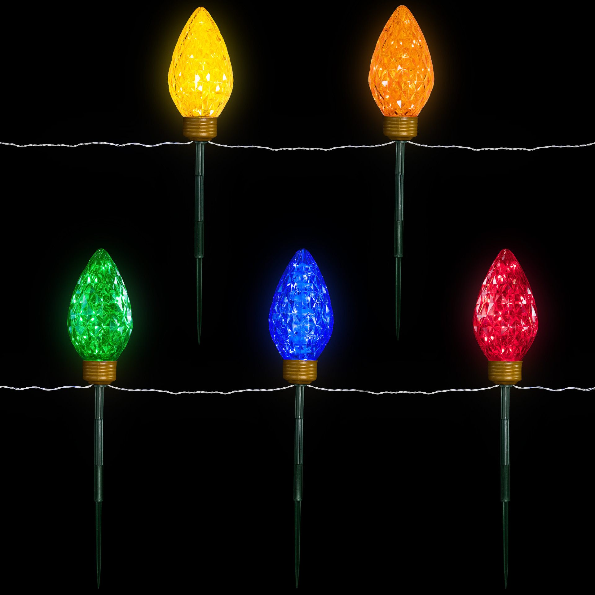 5ct LED Lighted MultiColor C9 Christmas Pathway Marker Lawn Stakes 8