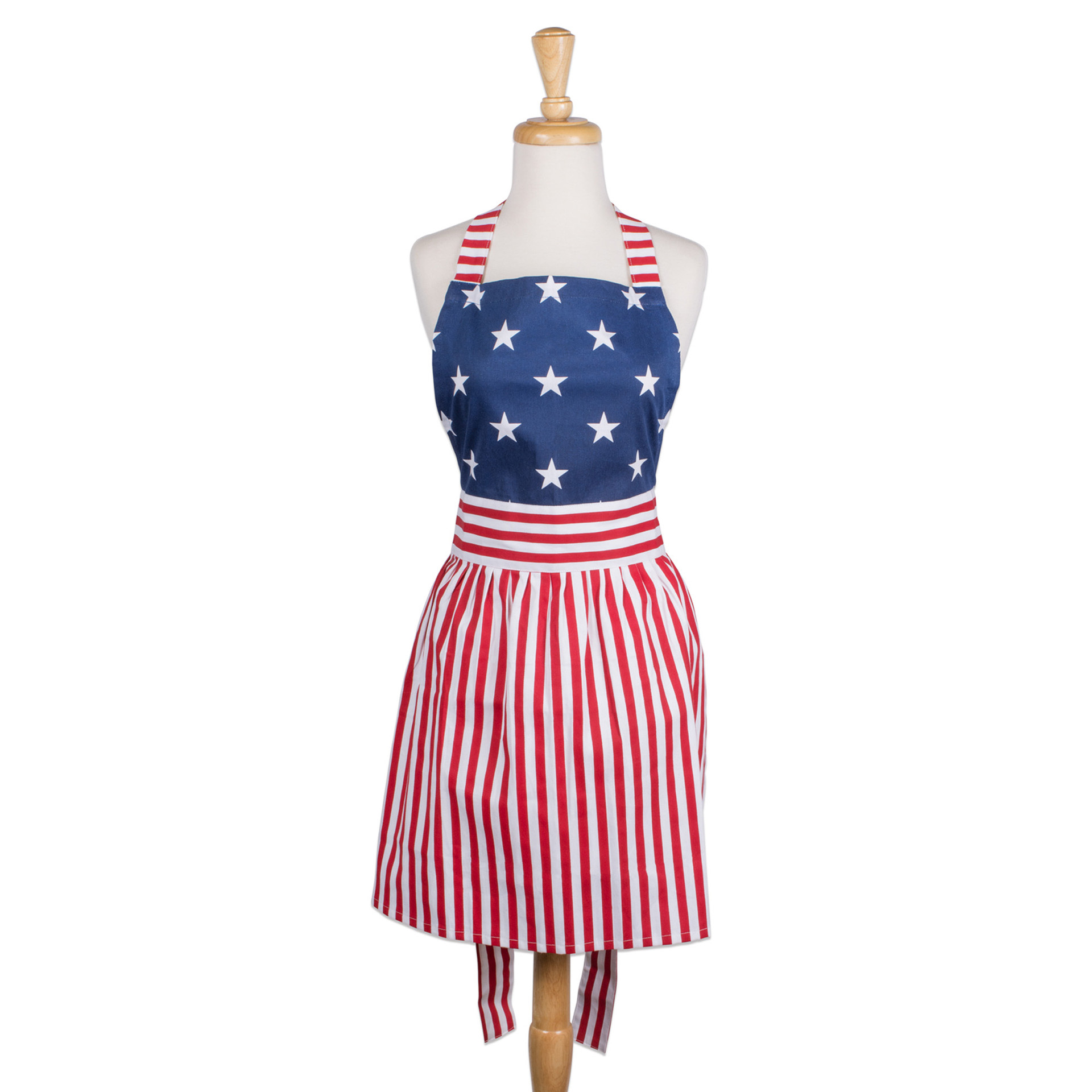 31" Red & White Striped American Flag Inspired Skirt Apron Dress with
