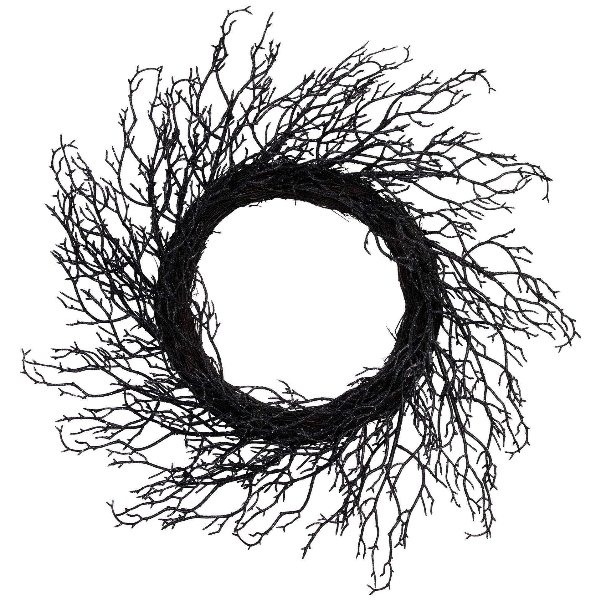Black Twig Artificial Halloween Wreath 24Inch, Unlit Christmas Central