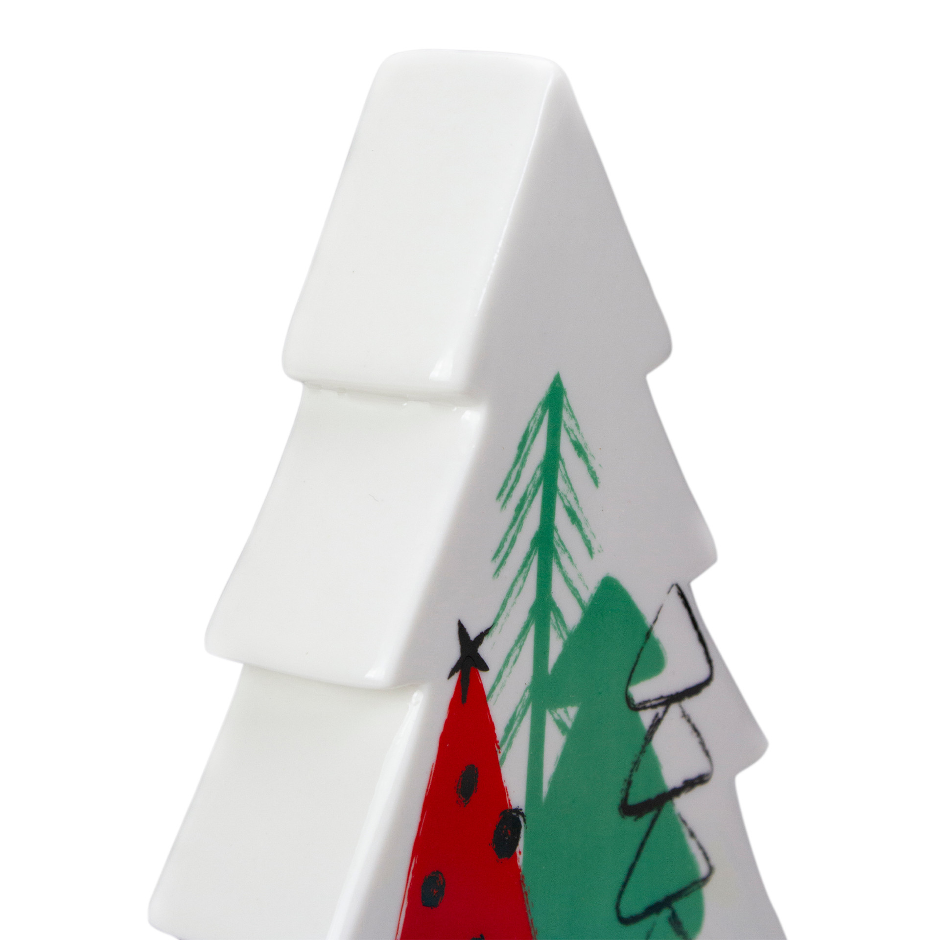 Ceramic Red Table Top Tree with Reindeer design main image 1