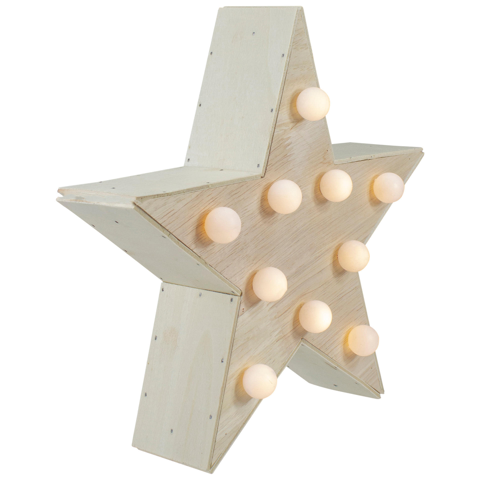 9.25" Lighted 5 Point Wooden Star Christmas Tabletop Decor | Christmas