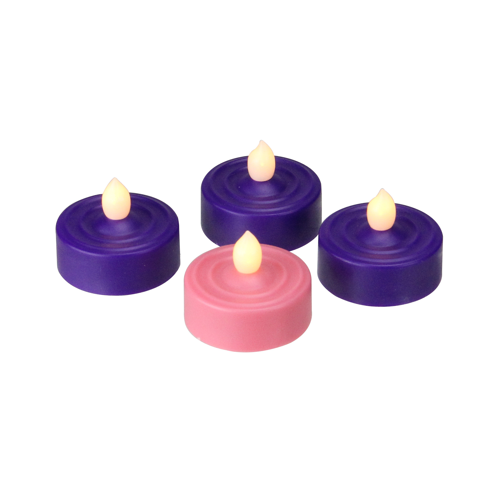 Set of 4 LED Lighted Christmas Purple & Pink Tea Light Candles