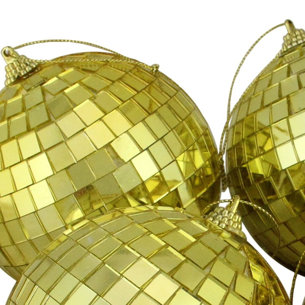 4ct Gold Mirrored Shiny Glass Christmas Ball Ornaments 4" (100mm