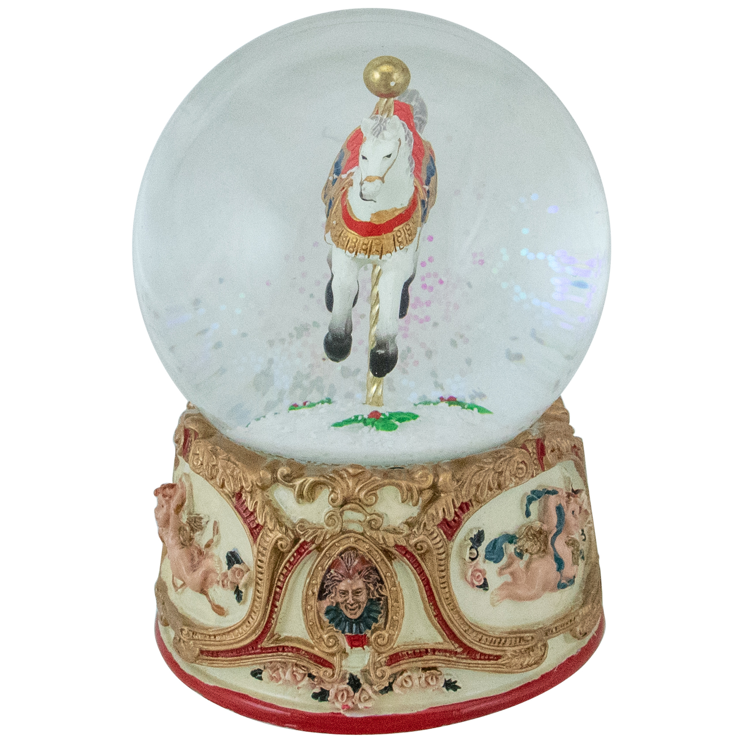 5.5" Musical Carousel Horse Christmas Snow Globe Christmas Central