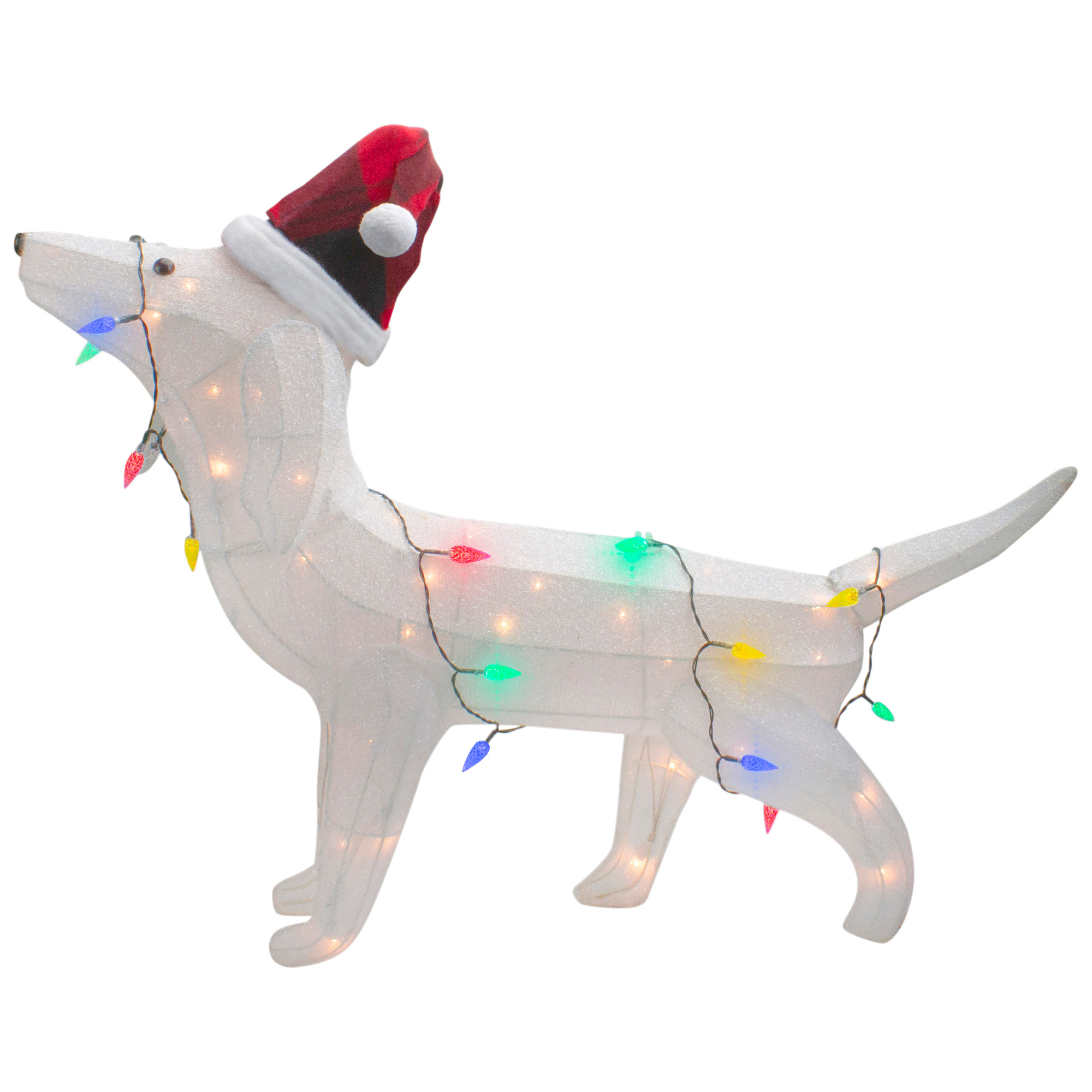 32" LED Lighted Dachshund Dog in Santa Hat Outdoor Christmas Decoration