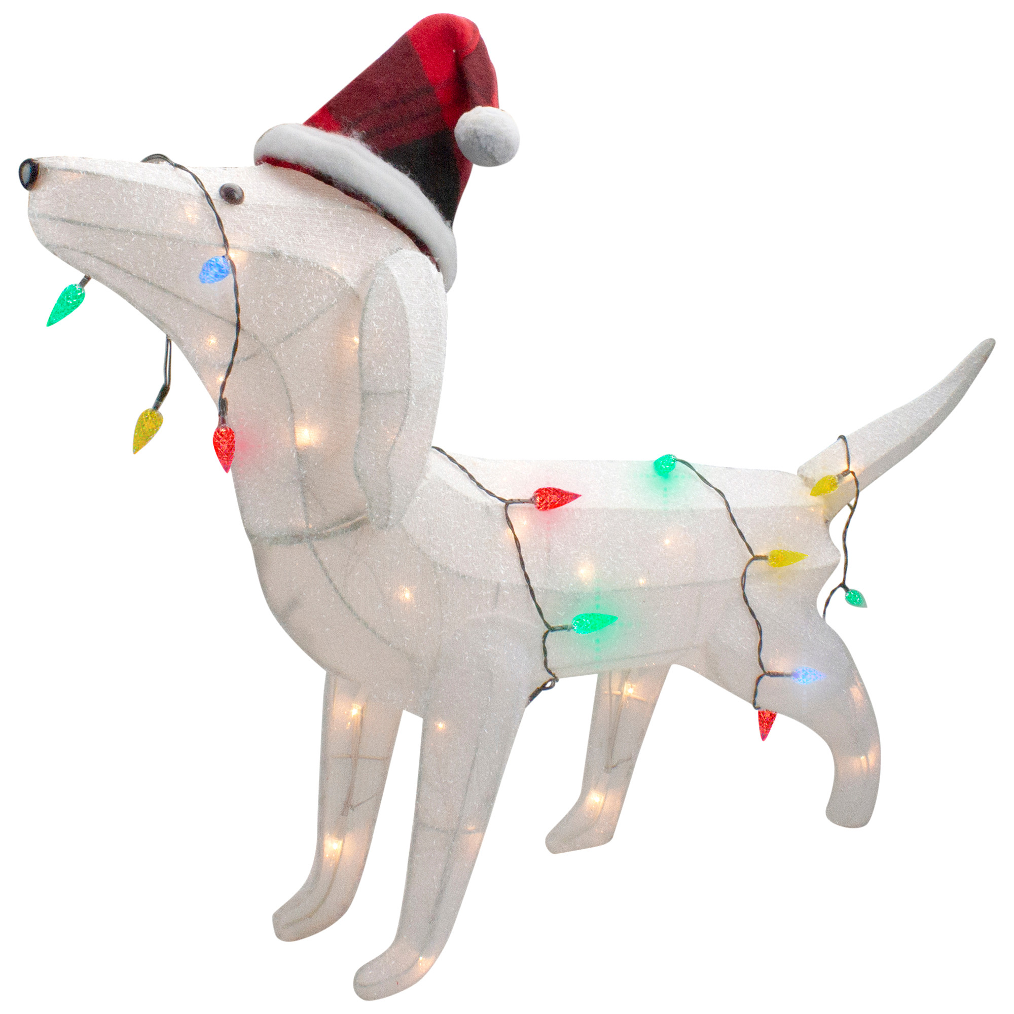 32" LED Lighted Dachshund Dog in Santa Hat Outdoor Christmas Decoration
