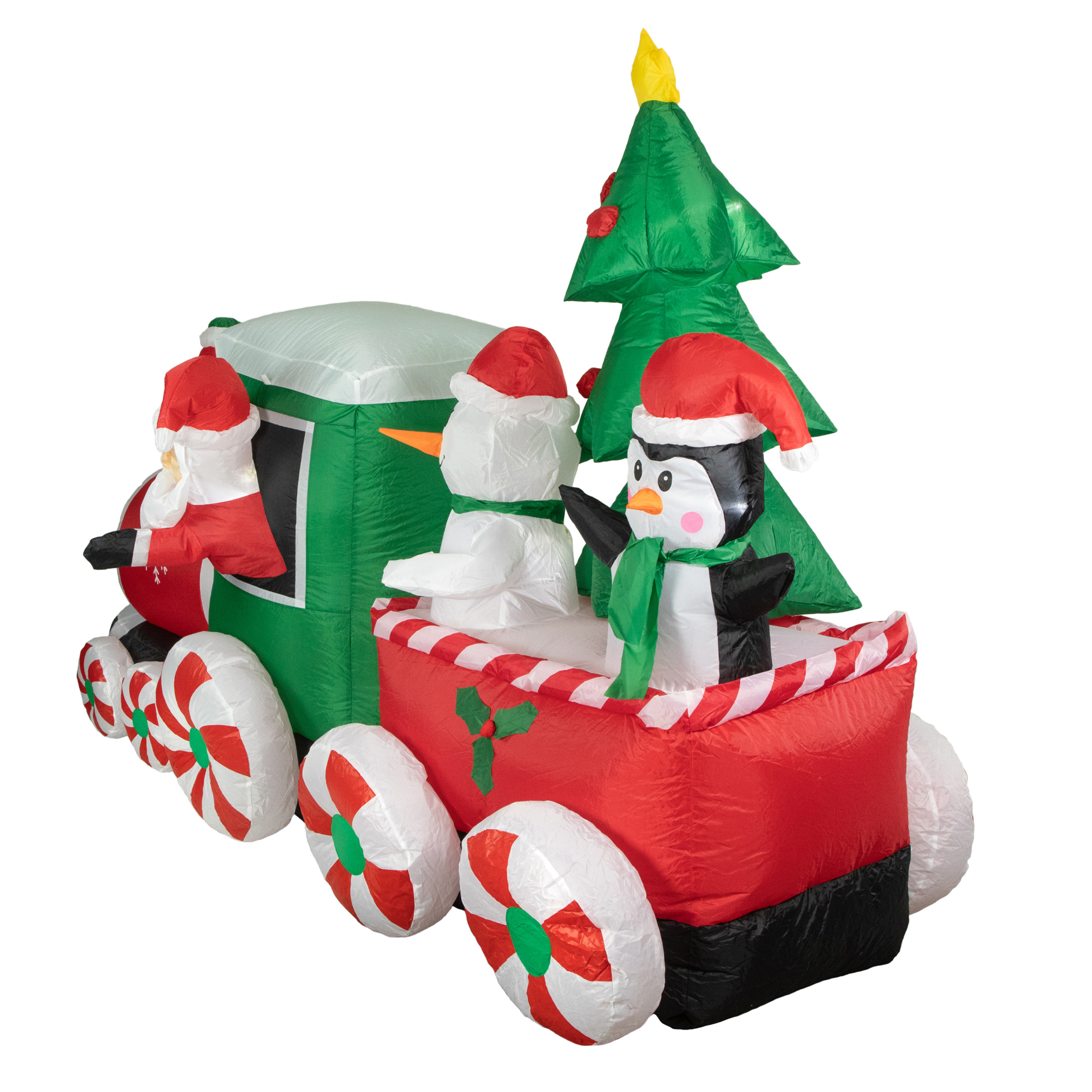 8' Inflatable Train With Santa & Friends Outdoor Christmas Decoration ...