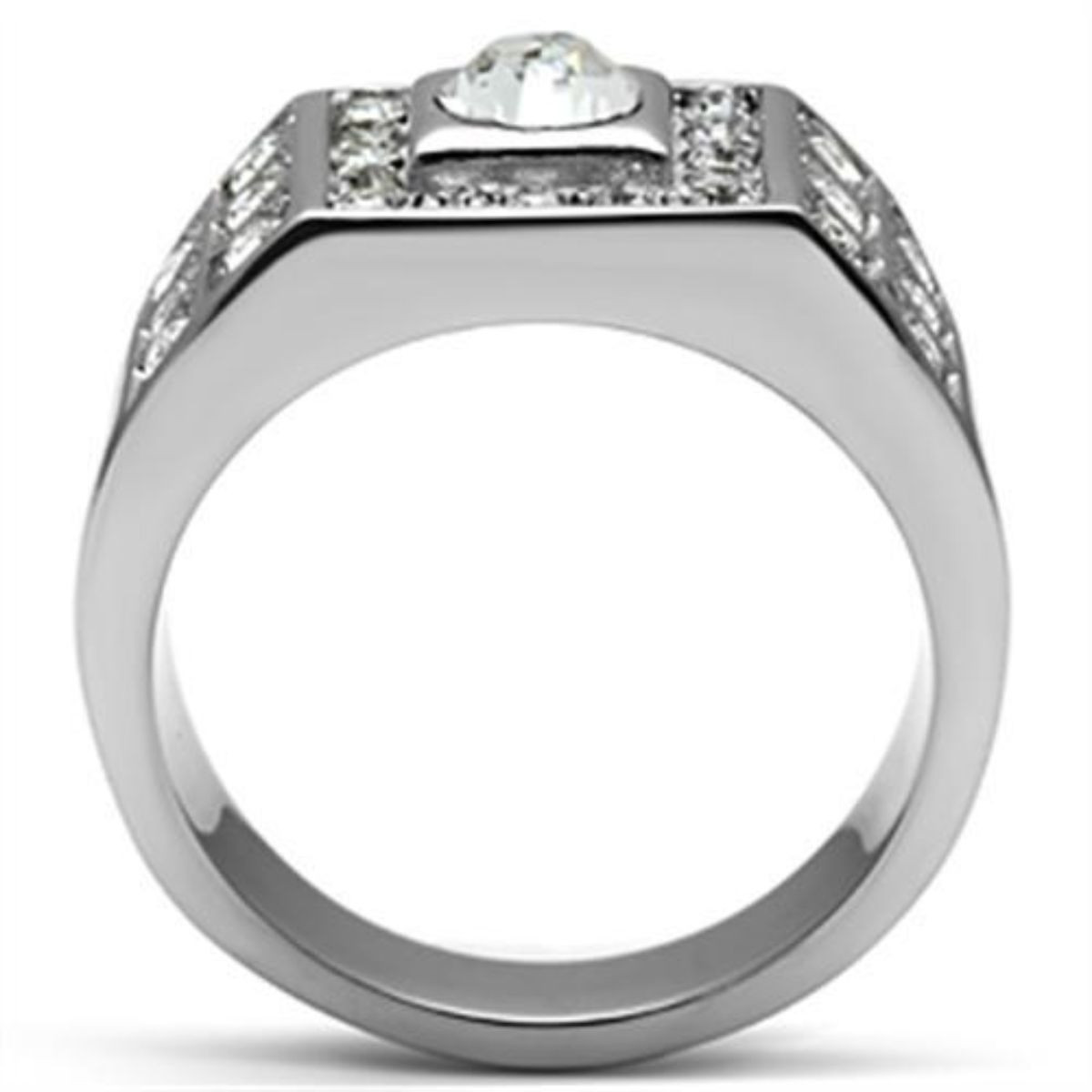 Stainless Steel Men's Ring with Round Crystals Size 12 (Pack of 2) Christmas Central