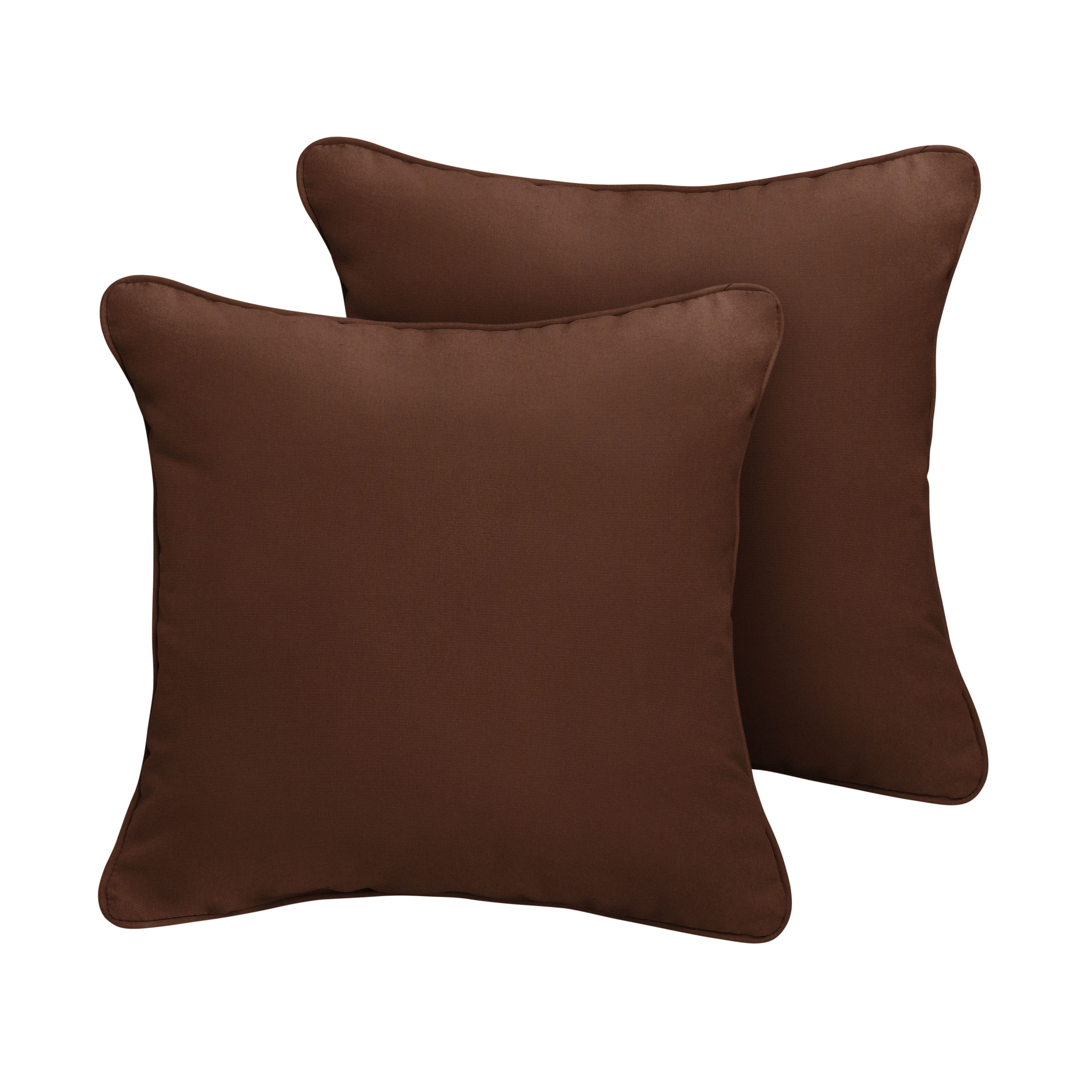 Set of 2 18" Bay Brown Solid Sunbrella Outdoor Square Pillows