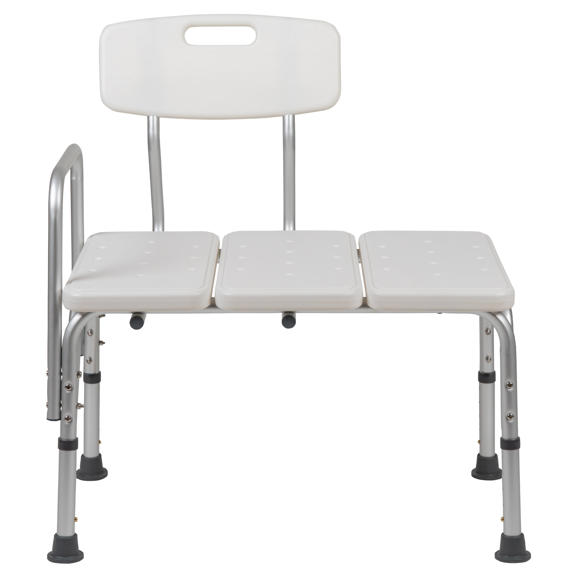 35.5" White Adjustable Bath & Shower Transfer Bench with Side Arm