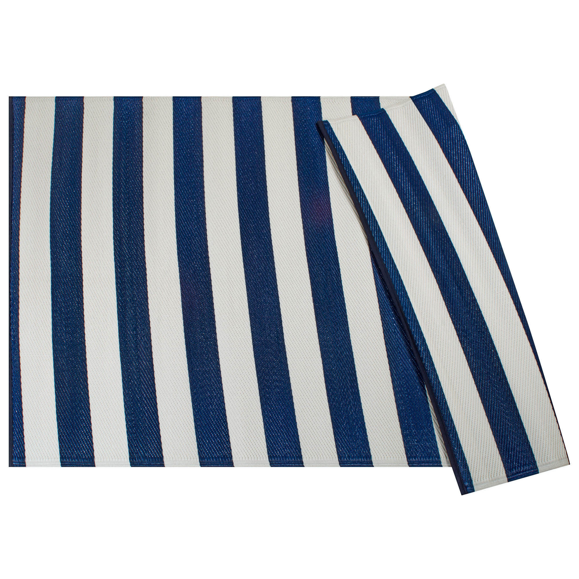 4' x 6' Navy Blue & White Rectangular Home Essentials Striped Outdoor