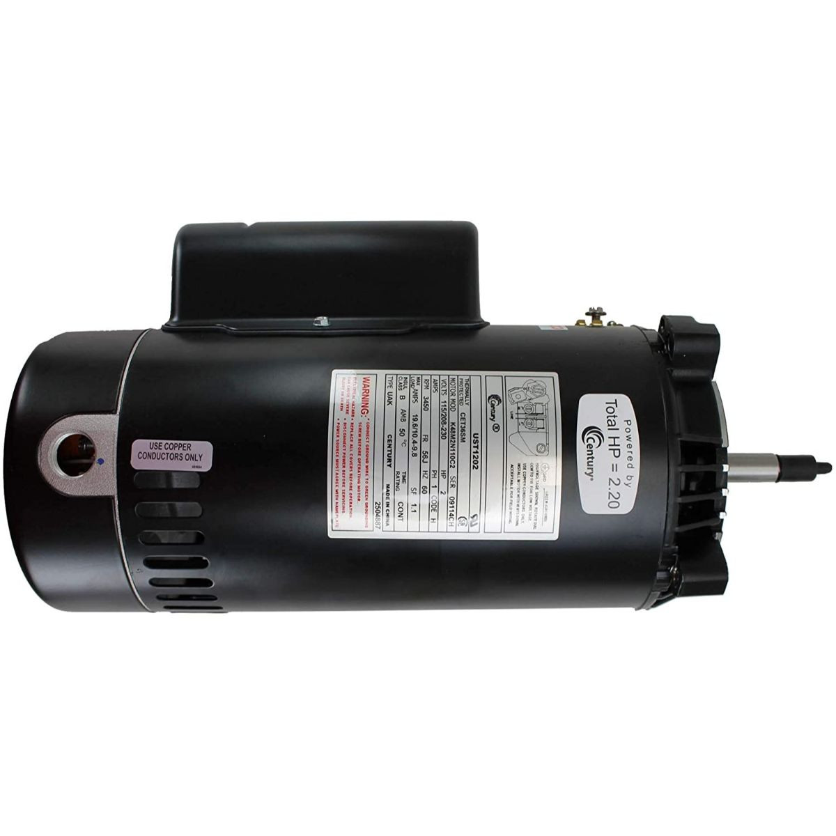 2 HP C Face Threaded Shaft Horizontal Pool Pump Motor, 1.1 SF ...