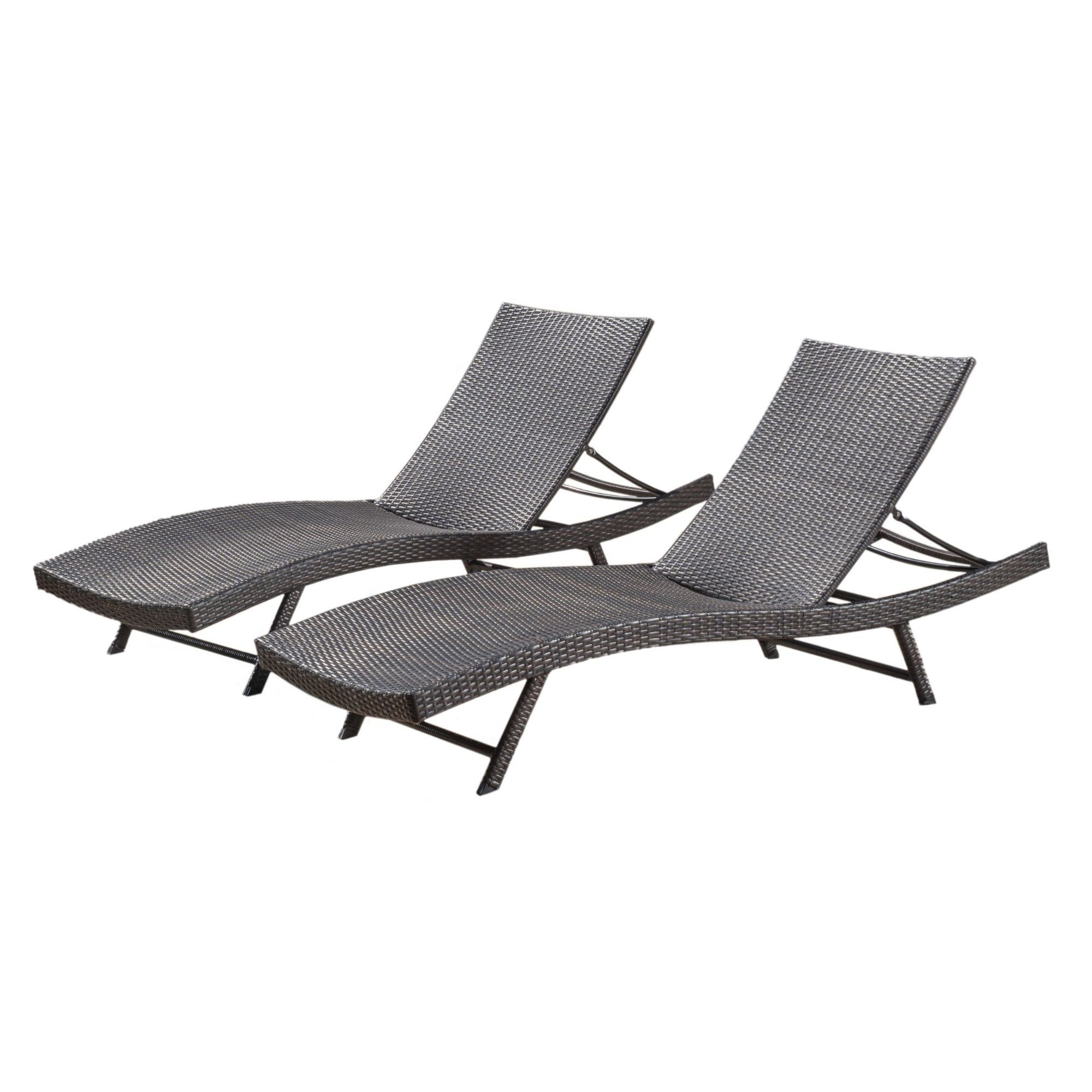 Set of 2 Coffee Brown Adjustable Back Outdoor Lounge Chairs Christmas