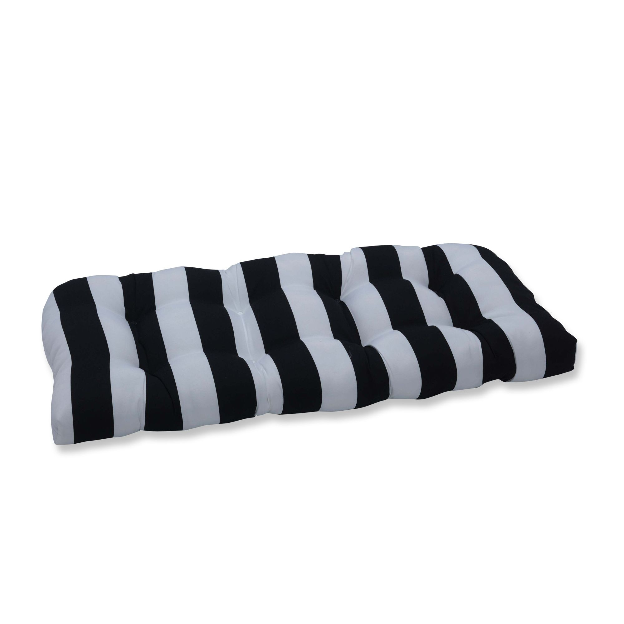 44" Black & White Striped UV Resistant Outdoor Patio Tufted Wicker