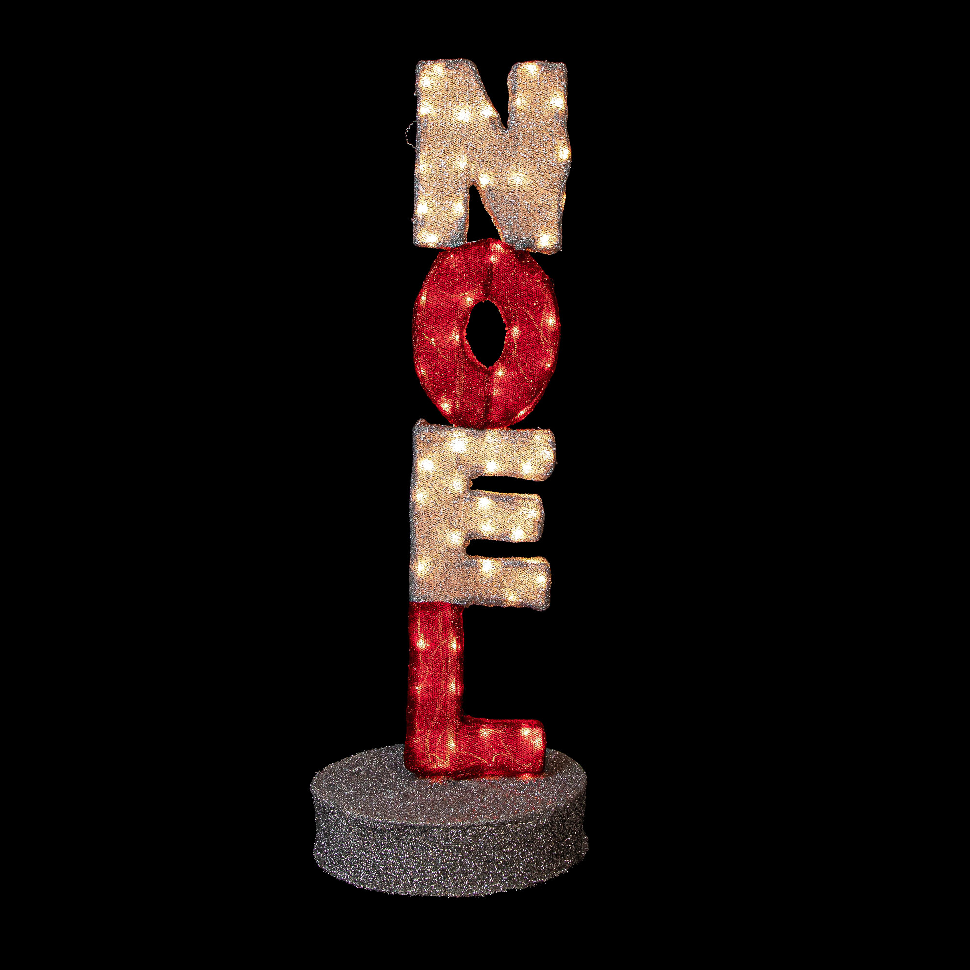 39" Lighted Red & Silver Noel Outdoor Christmas Sign Decoration
